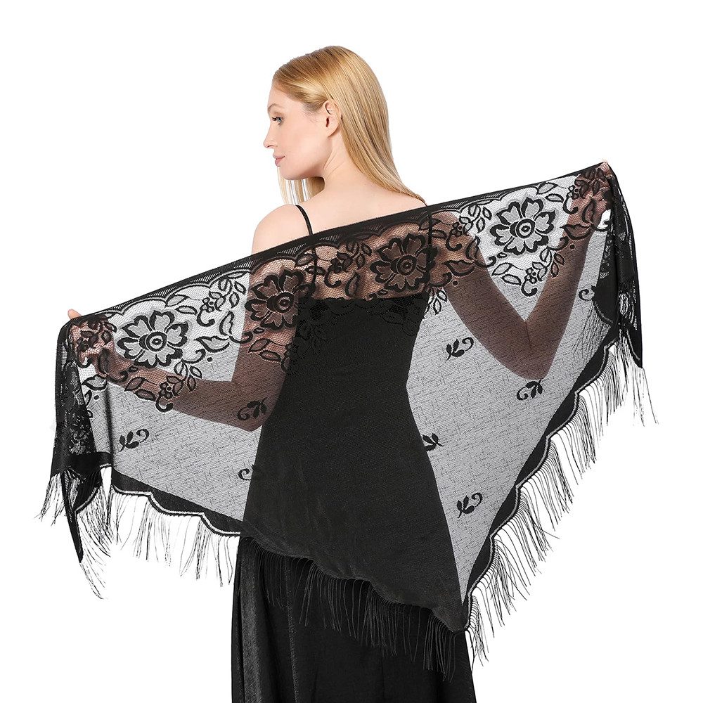 Zaewry Modeschal Stola für Abendkleid,Damen Spitzen-Stola,Dünner Schal Damen, Durchbrochene Sommer Schal Damen,für Hochzeiten, Abendpartys