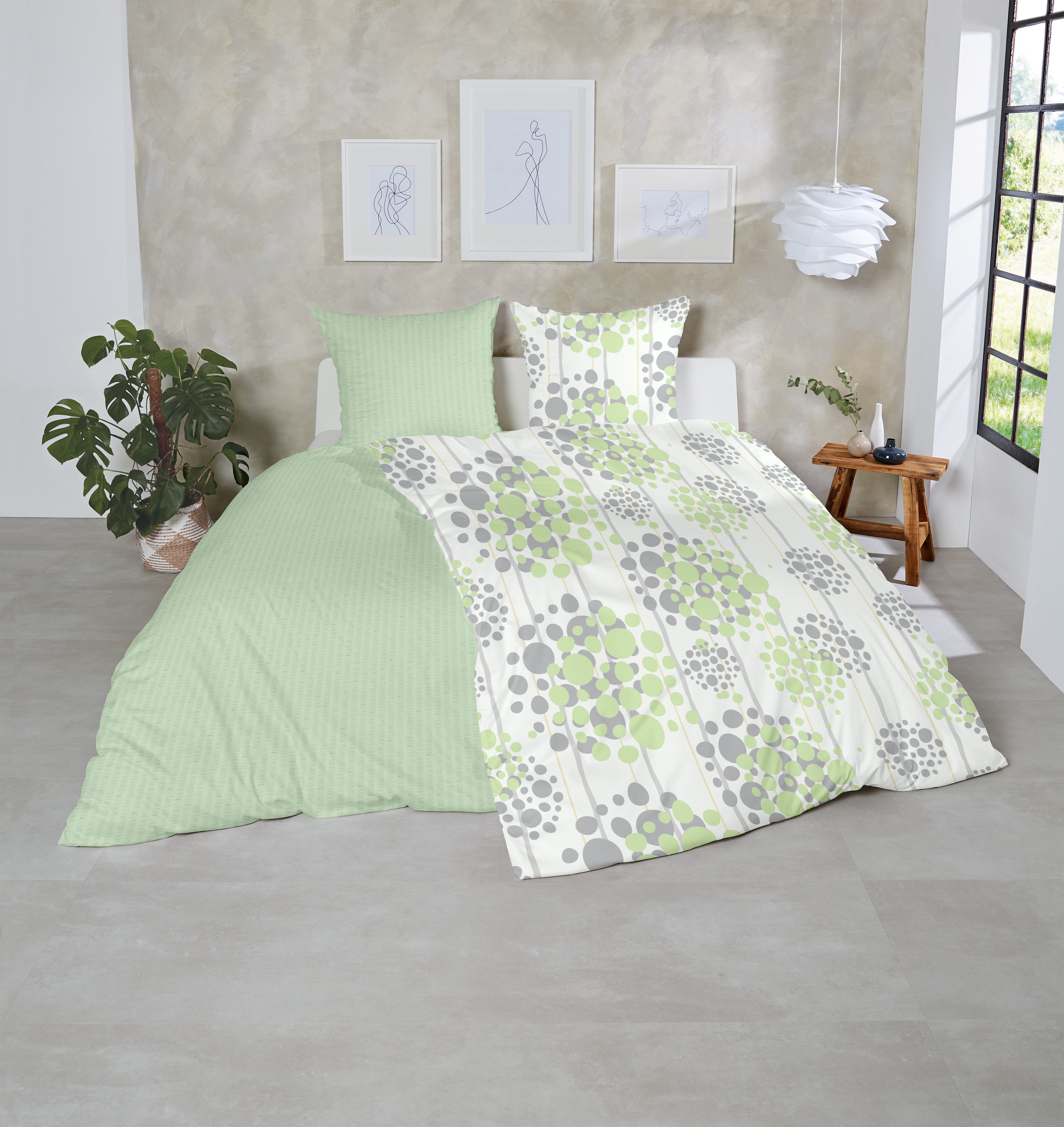 Primera Bettwäsche Soft-Seersucker-Bettwäsche Florence, Soft-Seersucker, 2 teilig