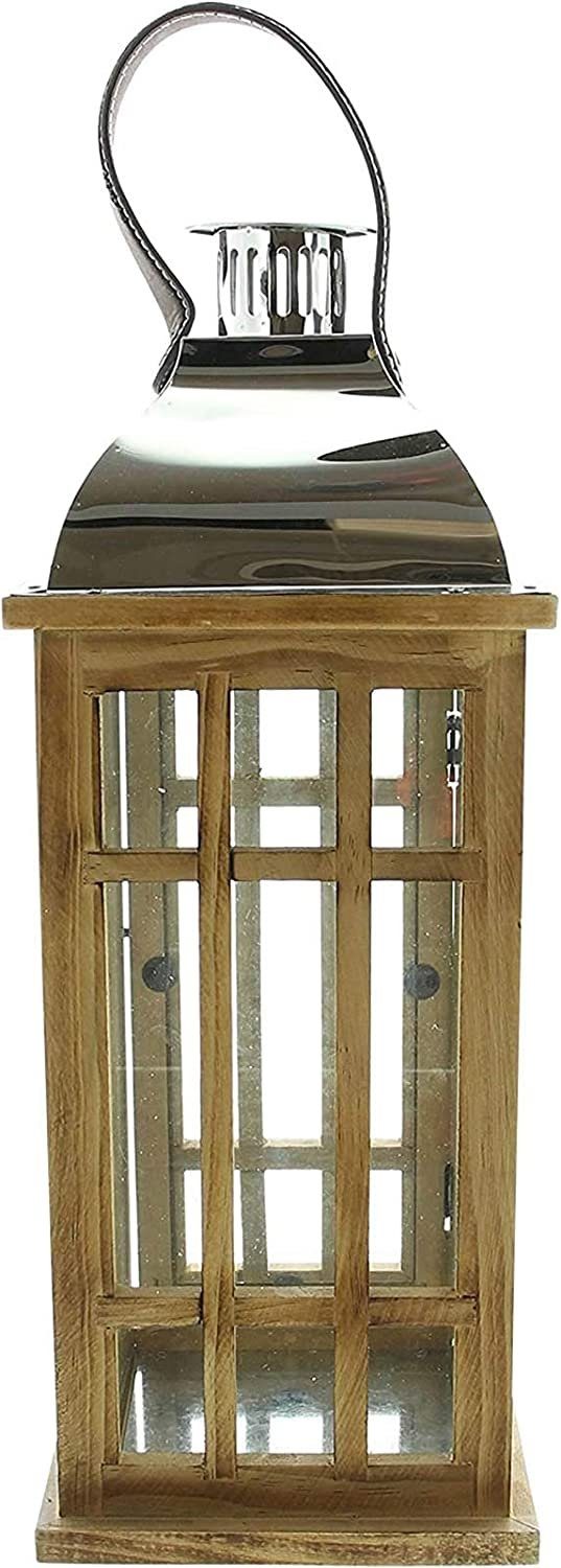 Dekoleidenschaft Kerzenlaterne "Wood" Laterne 40 / 60 cm hoch, Holz Windlicht, Kerzenständer, Kerzenhalter, Wohnzimmer Deko