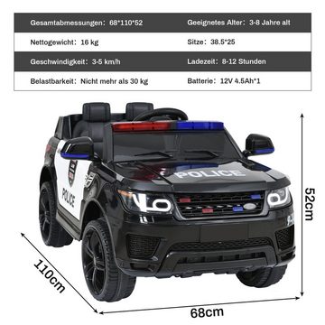 Ulife Elektro-Kinderauto 2 Sitze Polizeiauto mit USB, AUX und Bluetooth inkl. Ferndienung, Belastbarkeit 30 kg, (1-tlg)