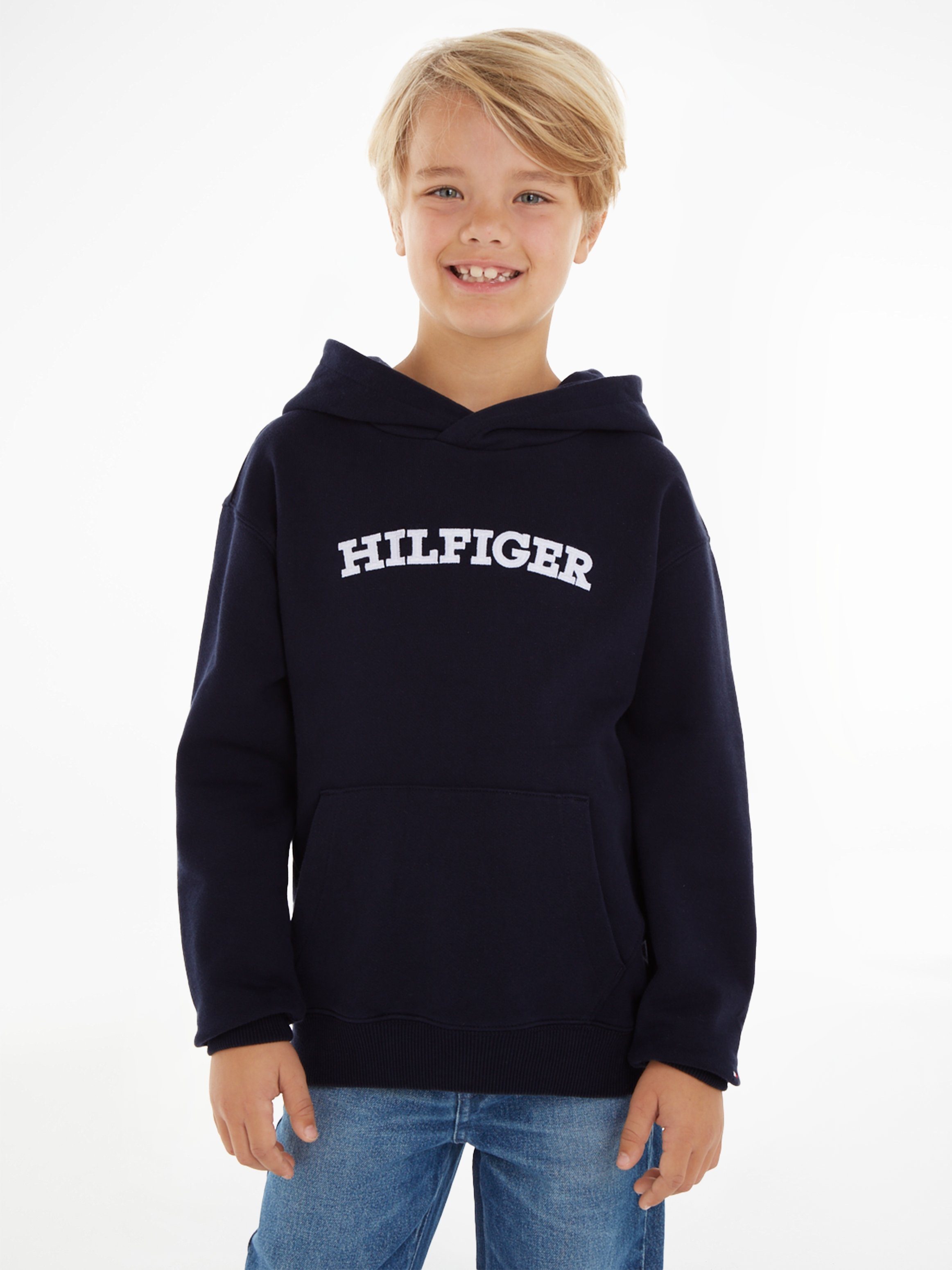 Tommy Hilfiger Kapuzensweatshirt HILFIGER ARCHED HOODIE mit Hilfiger Logo-Schriftzug Desert_Sky | Sweatshirts