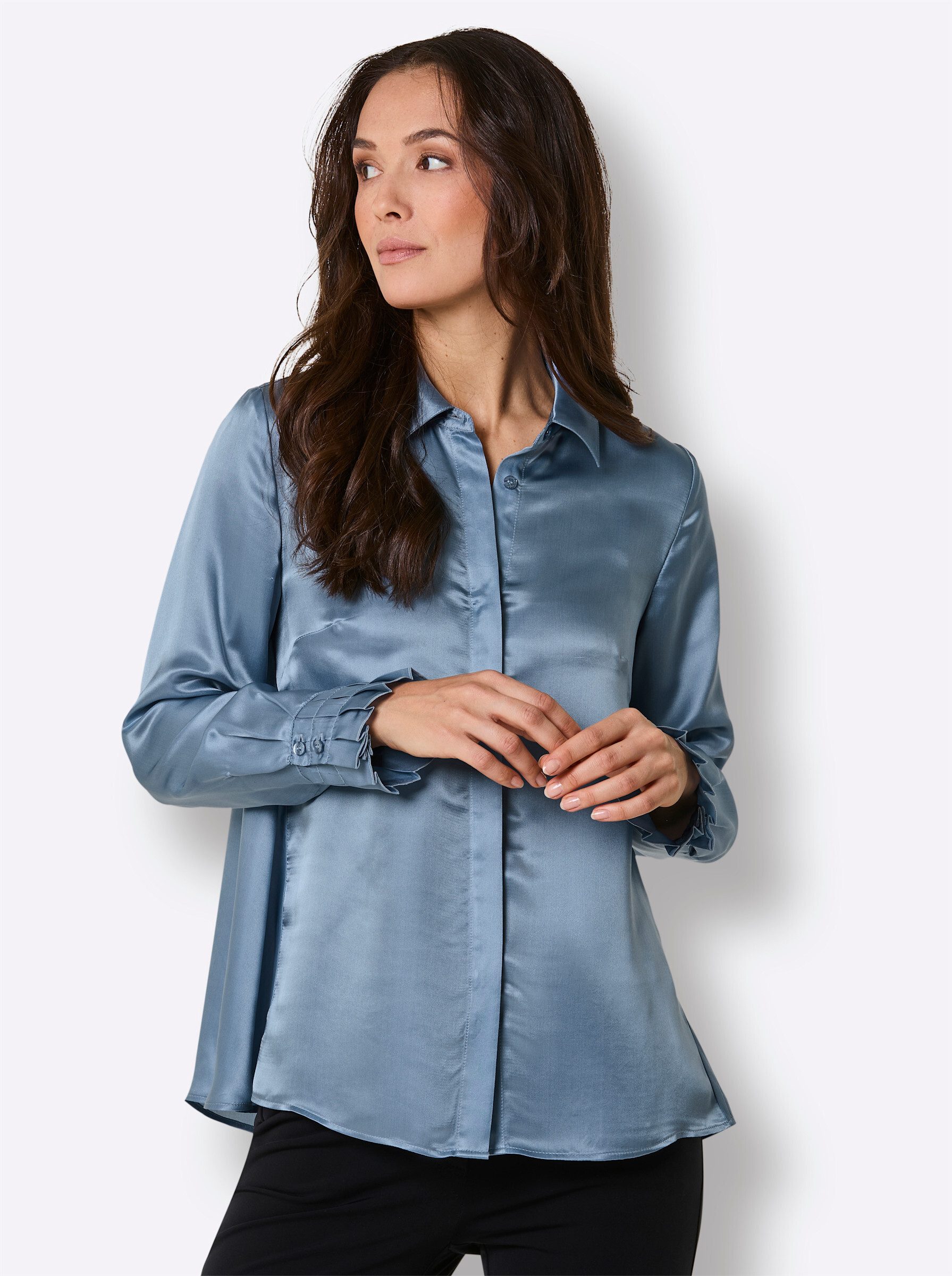 creation L Klassische Bluse Seiden-Viskose-Bluse Langarm