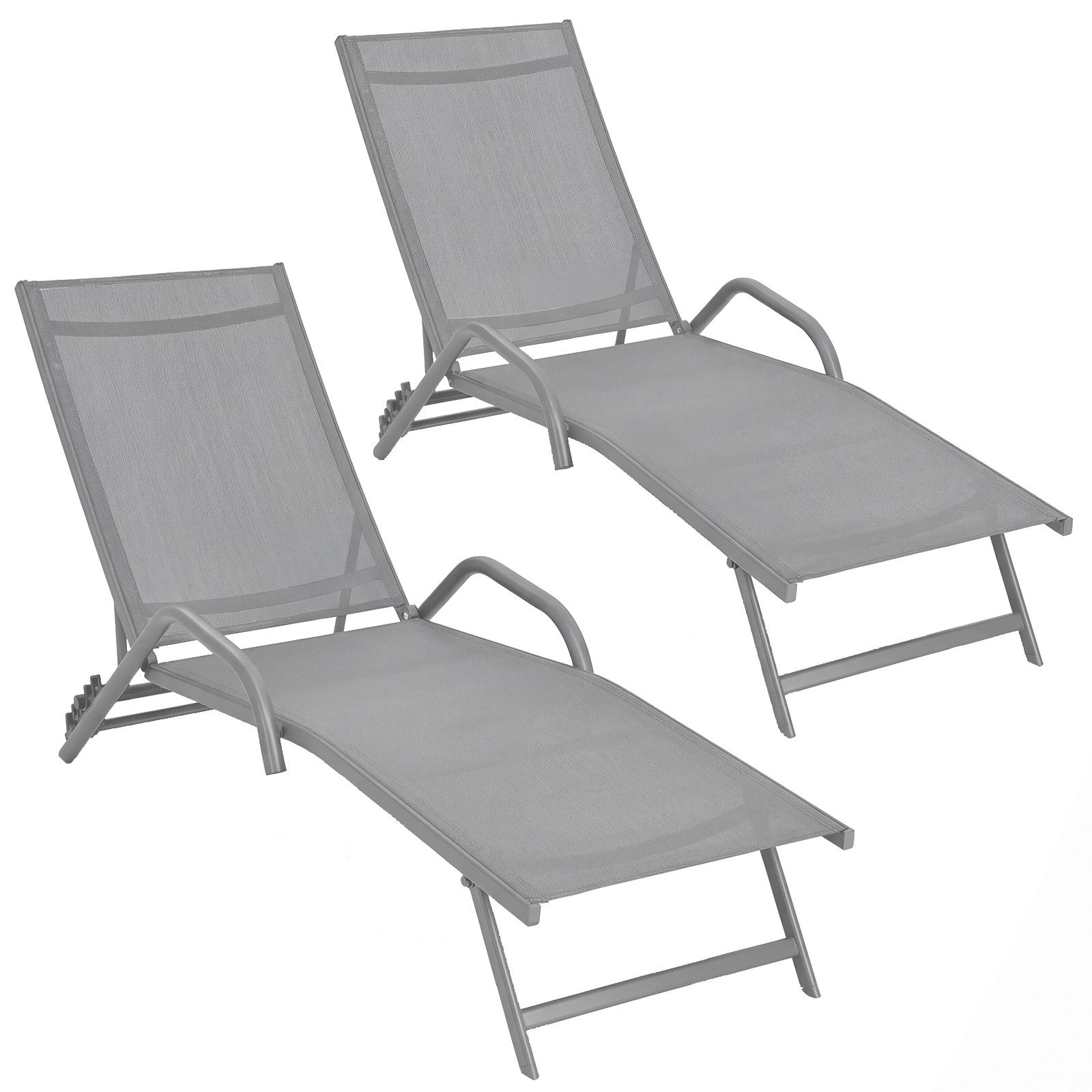 COSTWAY Gartenliege 2 TLG. Liegestuhl, 2 St., 5 Positionen verstellbar, Armlehnen