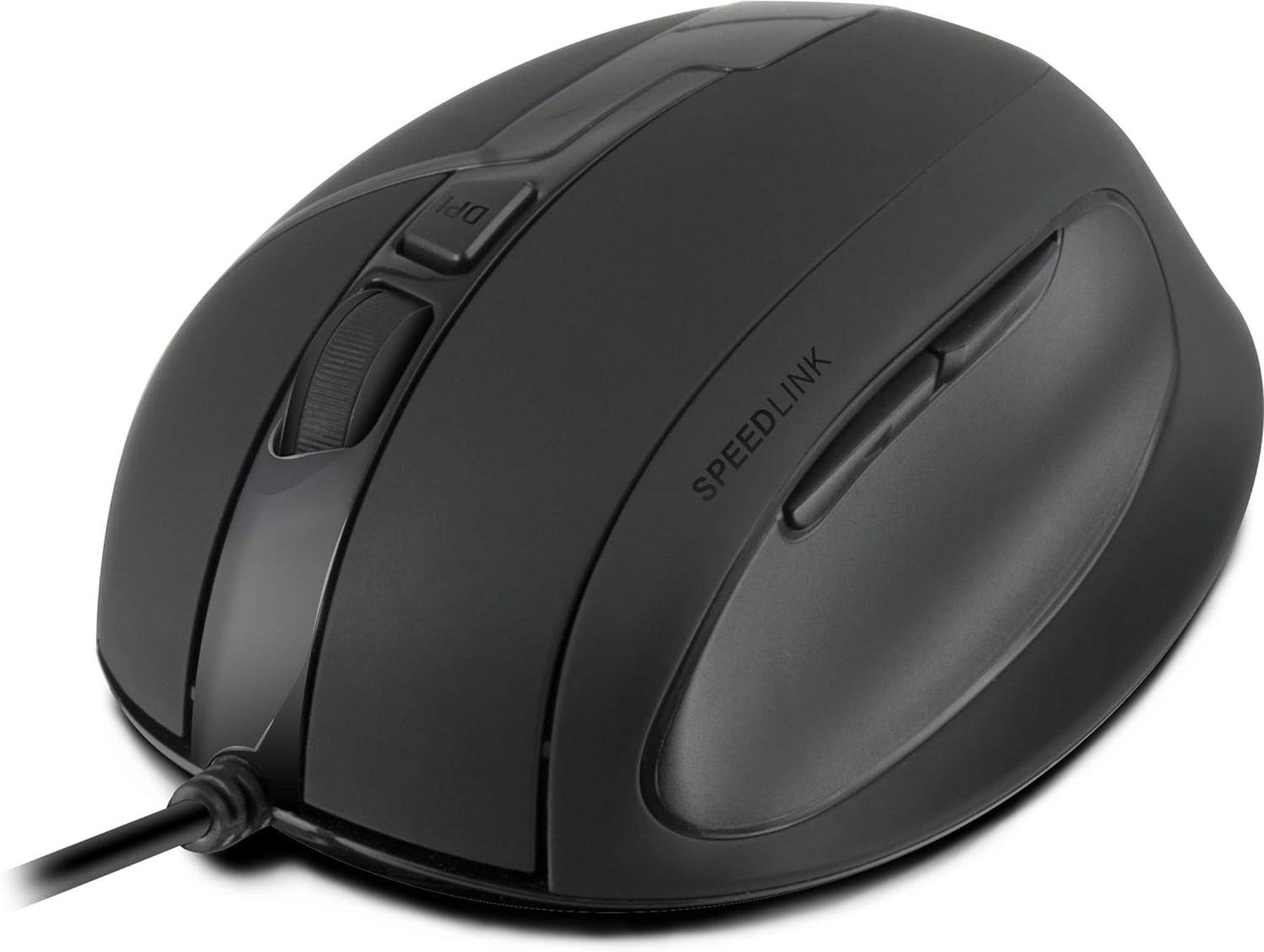 Speedlink peedlink OBSIDIA Ergonomic Mouse mit USB Anschluss schwarz ergonomische Maus (USB, Einstellbare DPI, Ergonomisch, Nur für Rechtshänder, Scrollrad)