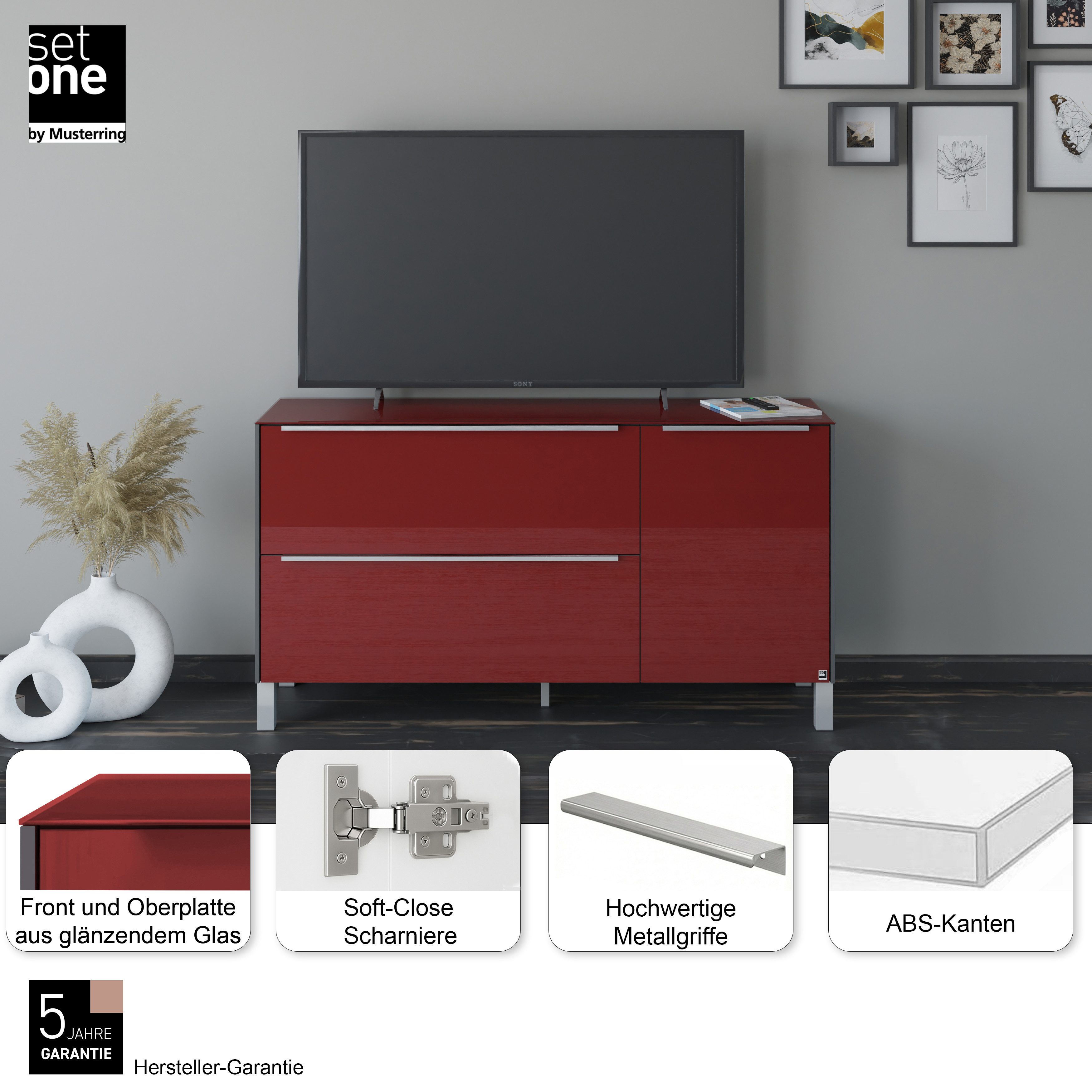set one by Musterring Lowboard Reno (1 St), Mit Vierkantfuß in diversen Farben, 75 cm Höhe & Farbauswahl