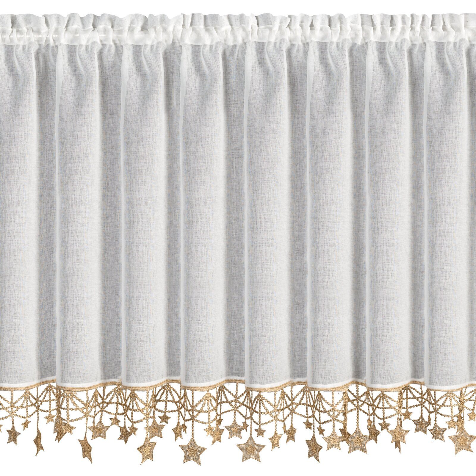 Eurofirany Scheibengardine Kurzgardine mit Weihnachtsmotiv, Stangendurchzug