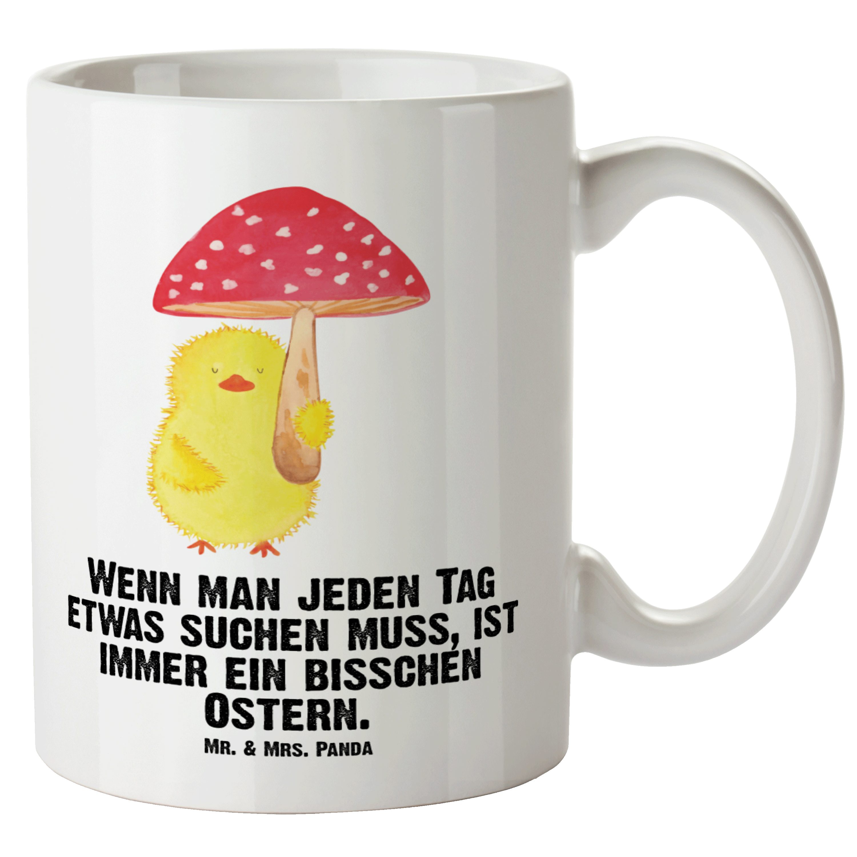 Mr. & Mrs. Panda Tasse Küken Fliegenpilz - Weiß - Geschenk, XL Becher, Ostern, XL Tasse, Gro, XL Tasse Keramik