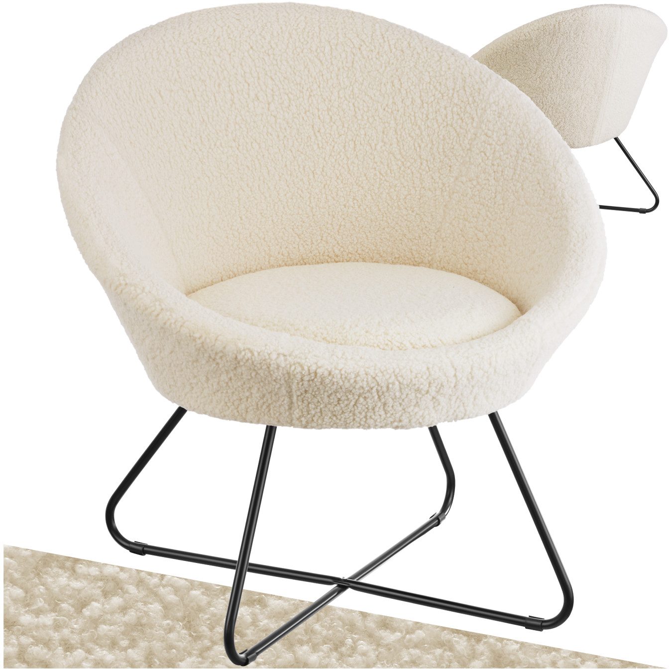 tectake Relaxsessel Cocktailsessel, gepolstert, mit Bouclé- günstig online kaufen