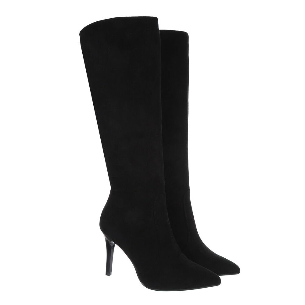 Ital-Design Damen Abendschuhe Elegant High-Heel-Stiefel (85080875) Pfennig-/Stilettoabsatz High-Heel Stiefel in Schwarz – Bild 4 von 4