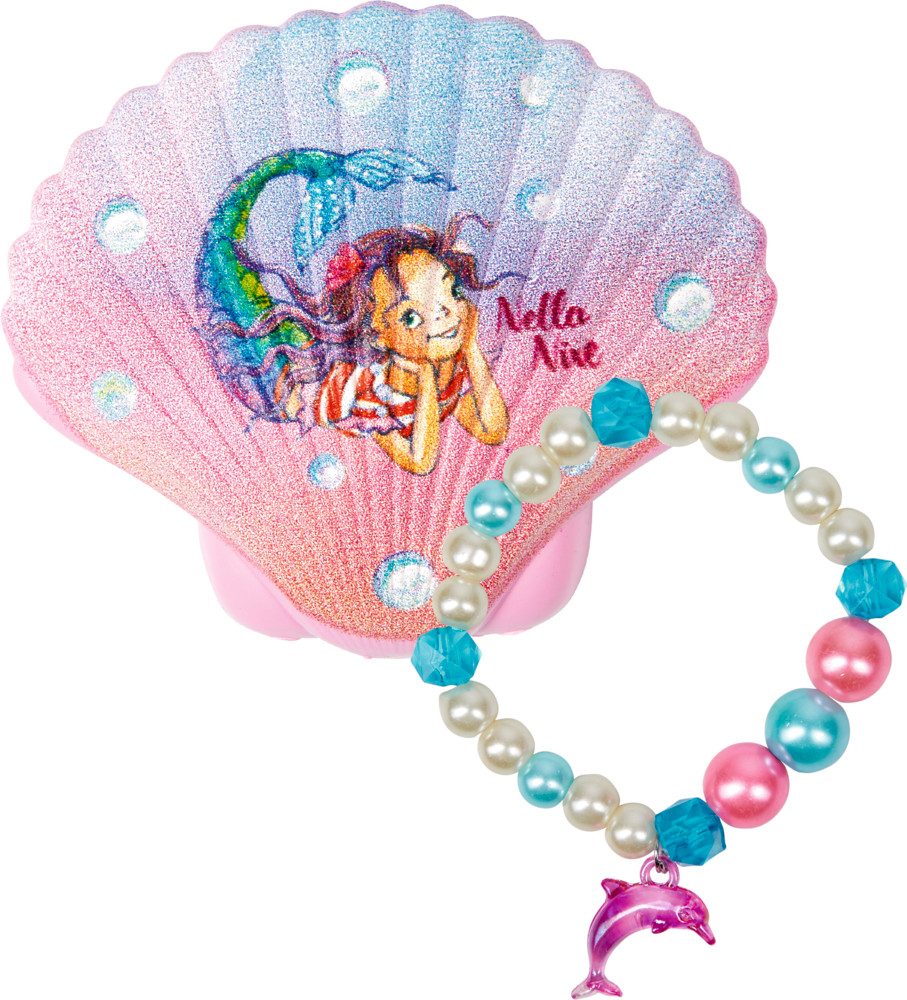 COPPENRATH DIE SPIEGELBURG Armband Zaubermuschel Nella Nixe mit Armband (Set, 2-tlg., 1), Muschel aus Kunststoff und Maisstärke. Armband aus Kunststoff.