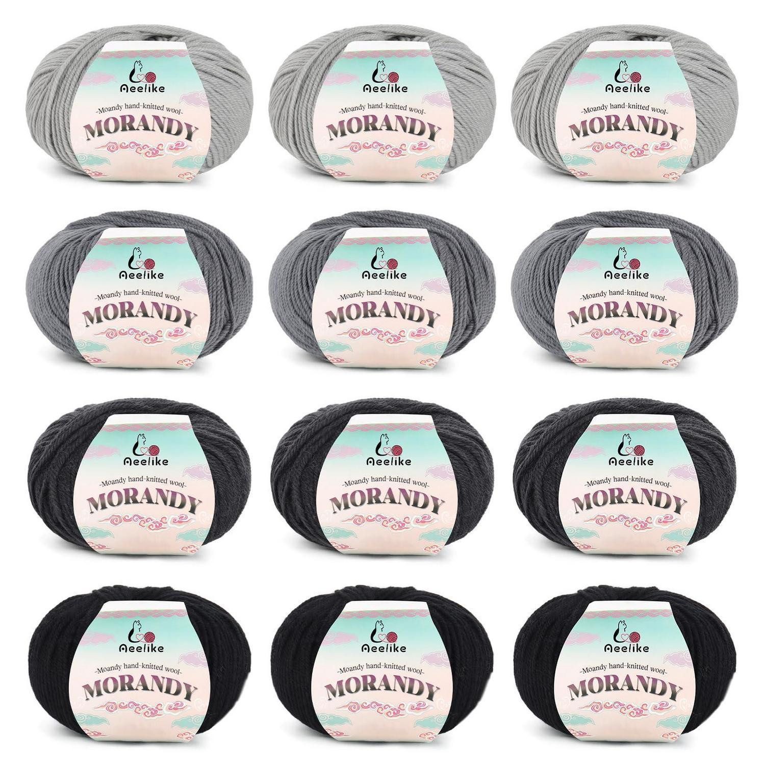 LuxusKollektion Wollknäuel-Set 12er-Pack Mehrfarbig Häkelwolle, (12-St)