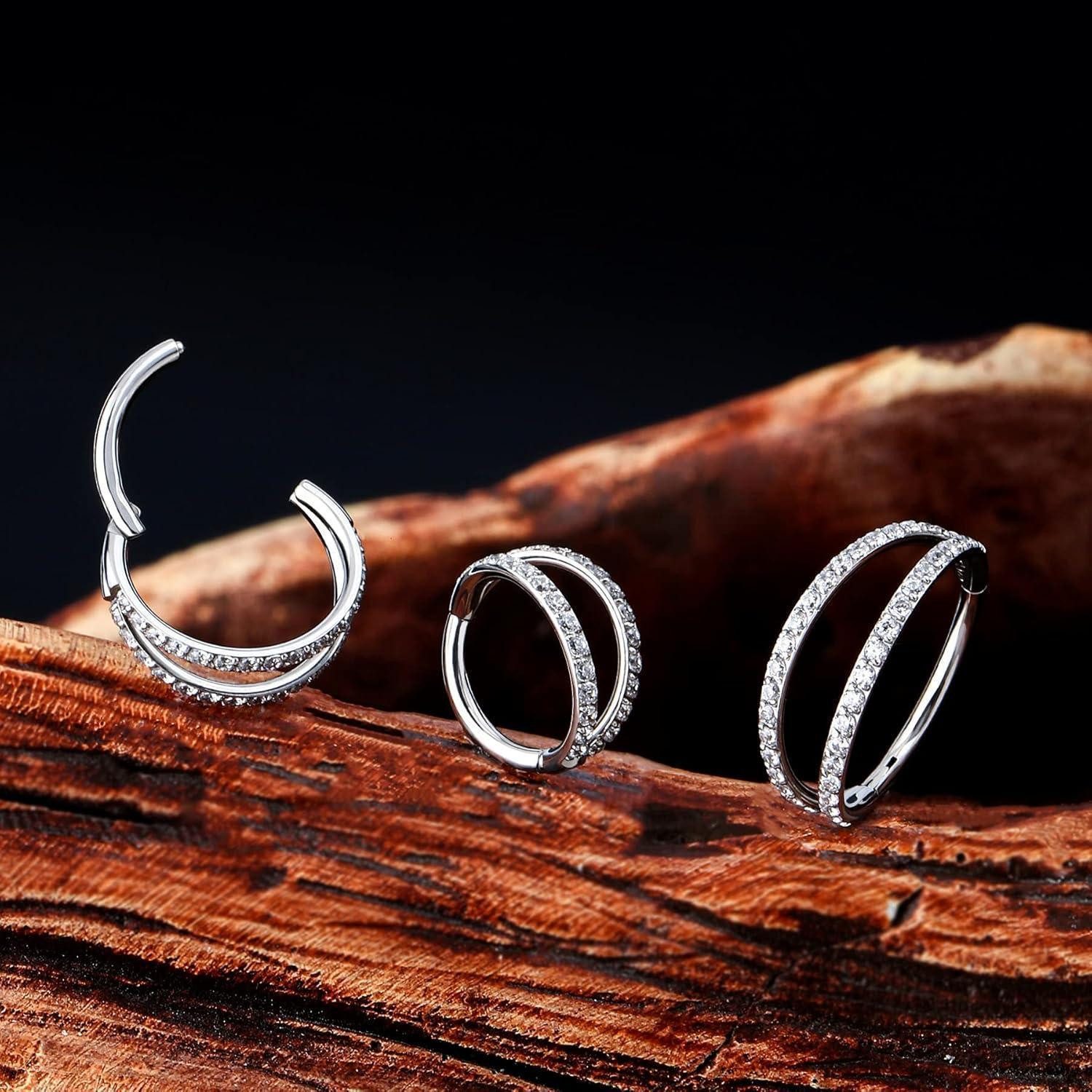 LuxusKollektion Piercing-Set Helix Earrings Double Line Clear CZ Paved Sept günstig online kaufen