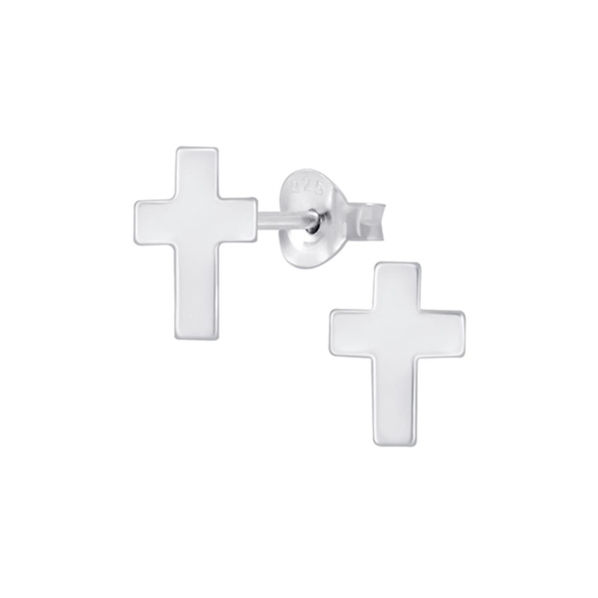 Paar Ohrstecker Kreuz Ohrstecker: 925 Silber Ohrringe