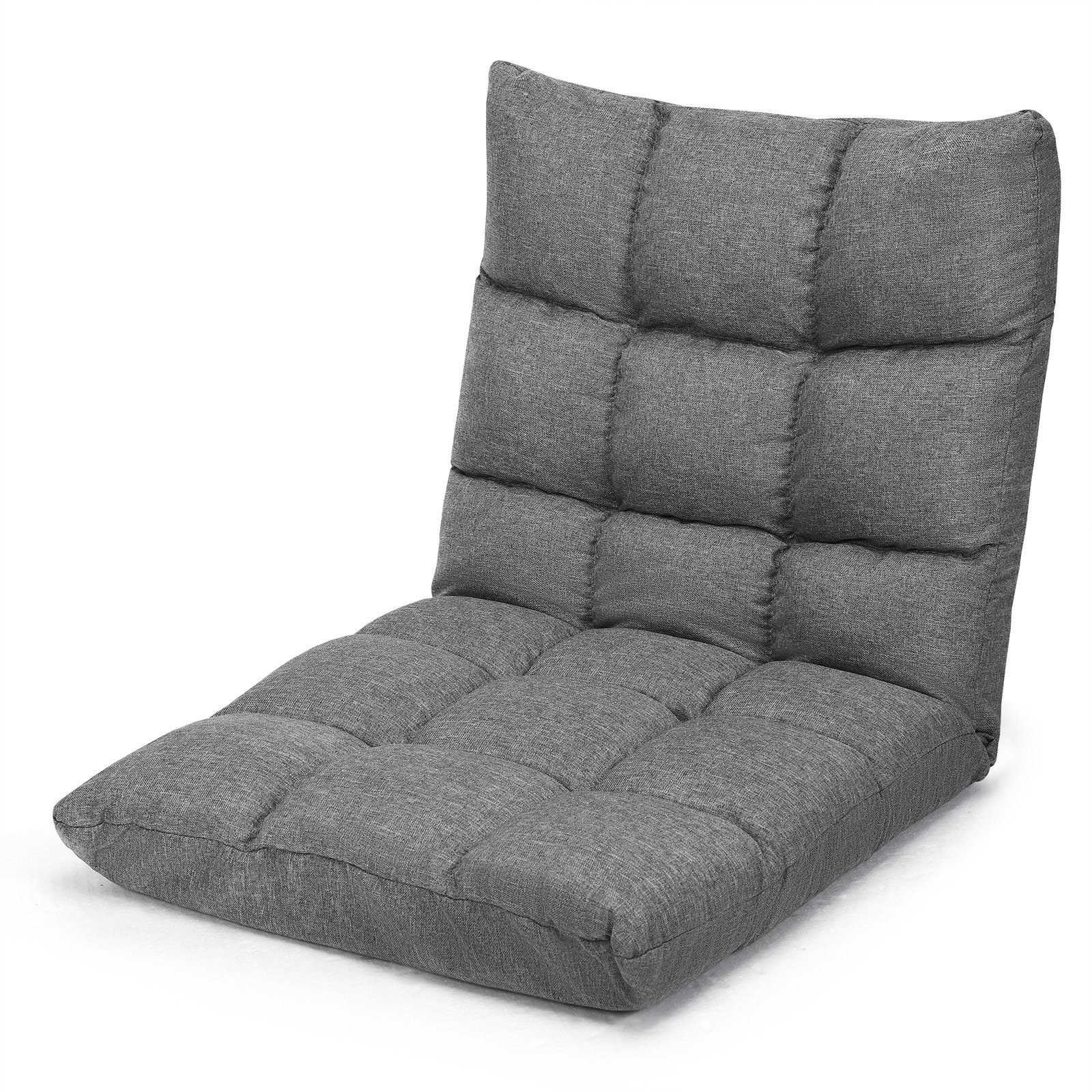 COSTWAY Sessel, Bodensessel, mit Verstellbarer 14-Fach Dunkelgrau Lehne