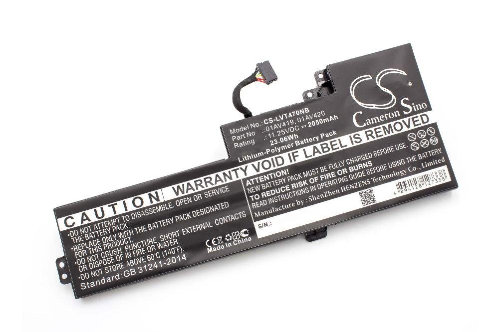 vhbw passend für Lenovo ThinkPad T470, T470 20HD002TCD, T470 20HDA003CD, Laptop-Akku 2050 mAh