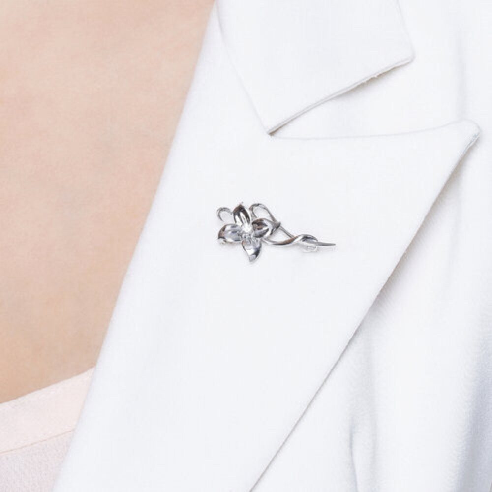 Secretforyou Anstecknadel Brosche Anstecknadel 925 Silber Zirkonia Stein Echtschmuck, 925 Sterling Silber