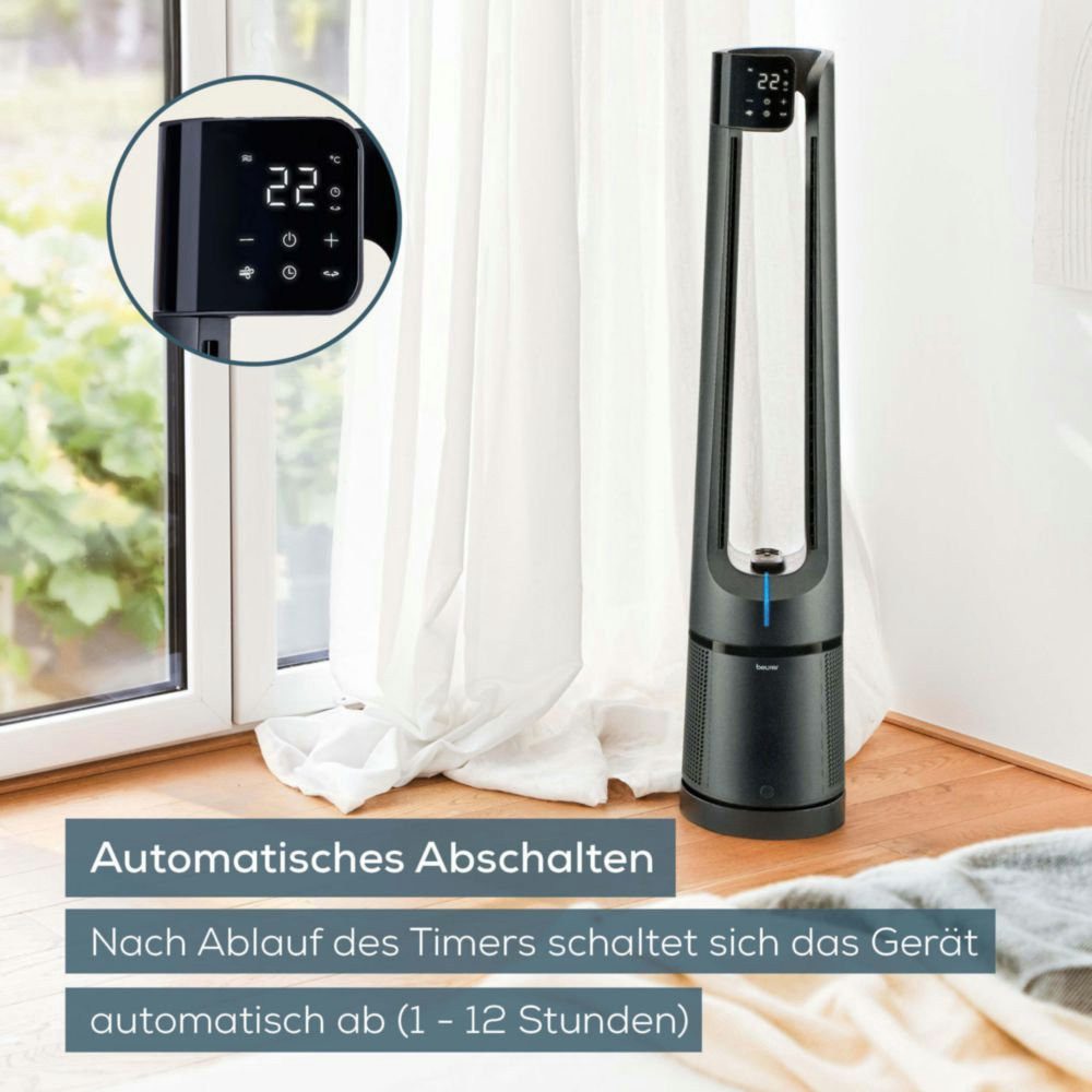 BEURER Ventilatorkombigerät LV 500, 2-in-1 Luftreiniger & Ventilator für frische, kühle Luft, Mit 3-schichtigem Filtersystem & kraftvollem Luftstrom, 5 Programme