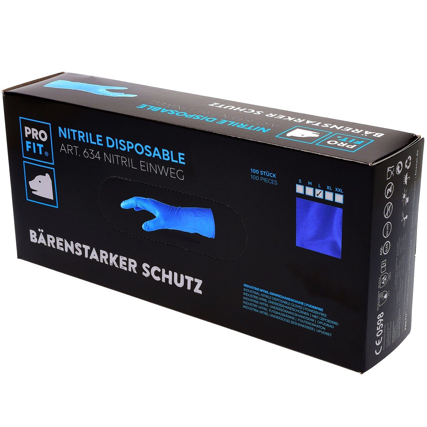 PRO FIT by Fitzner Einweghandschuhe pro 100 Box Nitril-Einweghandschuh, Stück