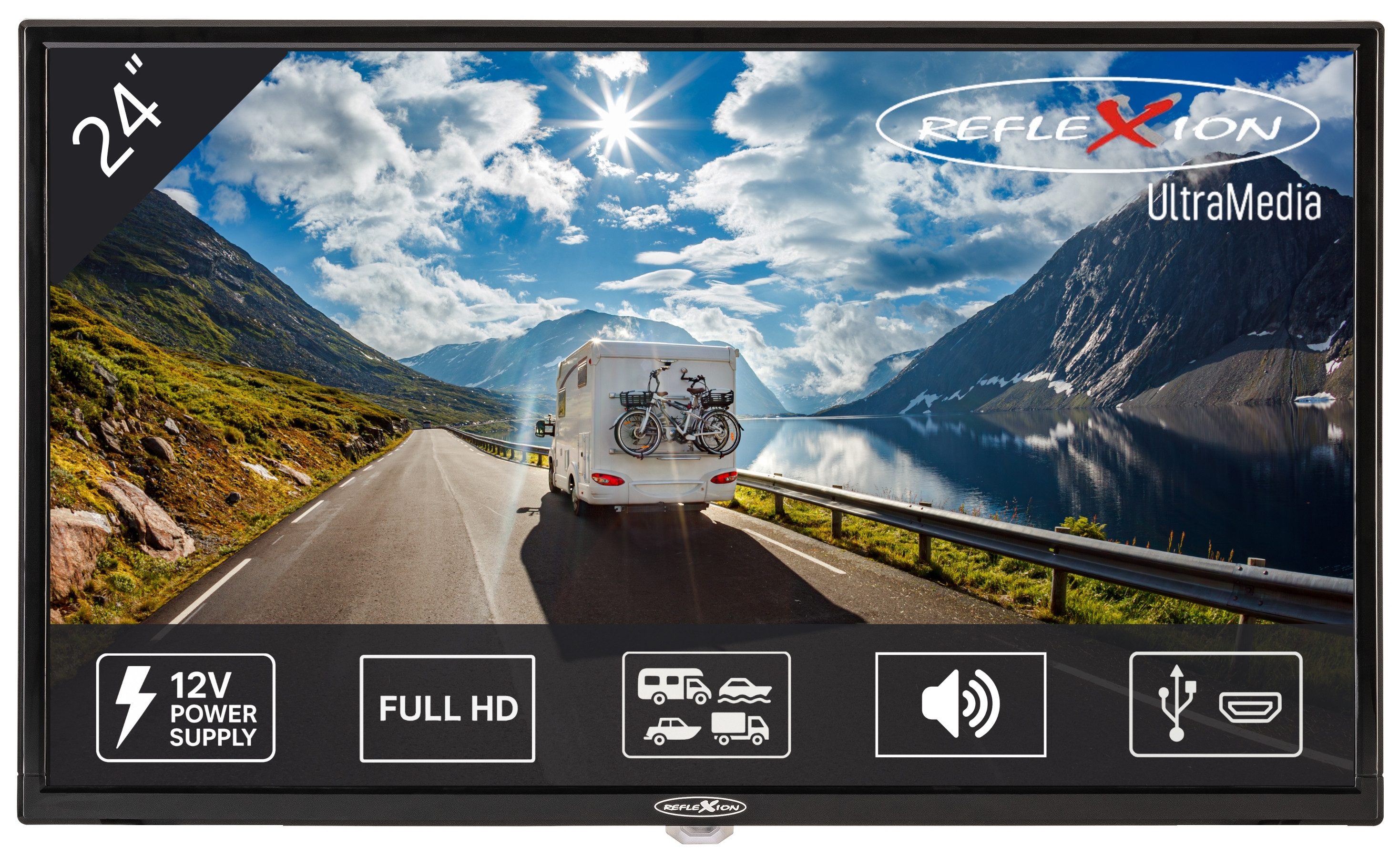 Reflexion LED2425 LED-Fernseher (60,00 cm/24 Zoll, Full HD, DC IN 12 V, Netzteil 230 V, DVB-T2HD / S2 / C, CI+SLOT, PVR)