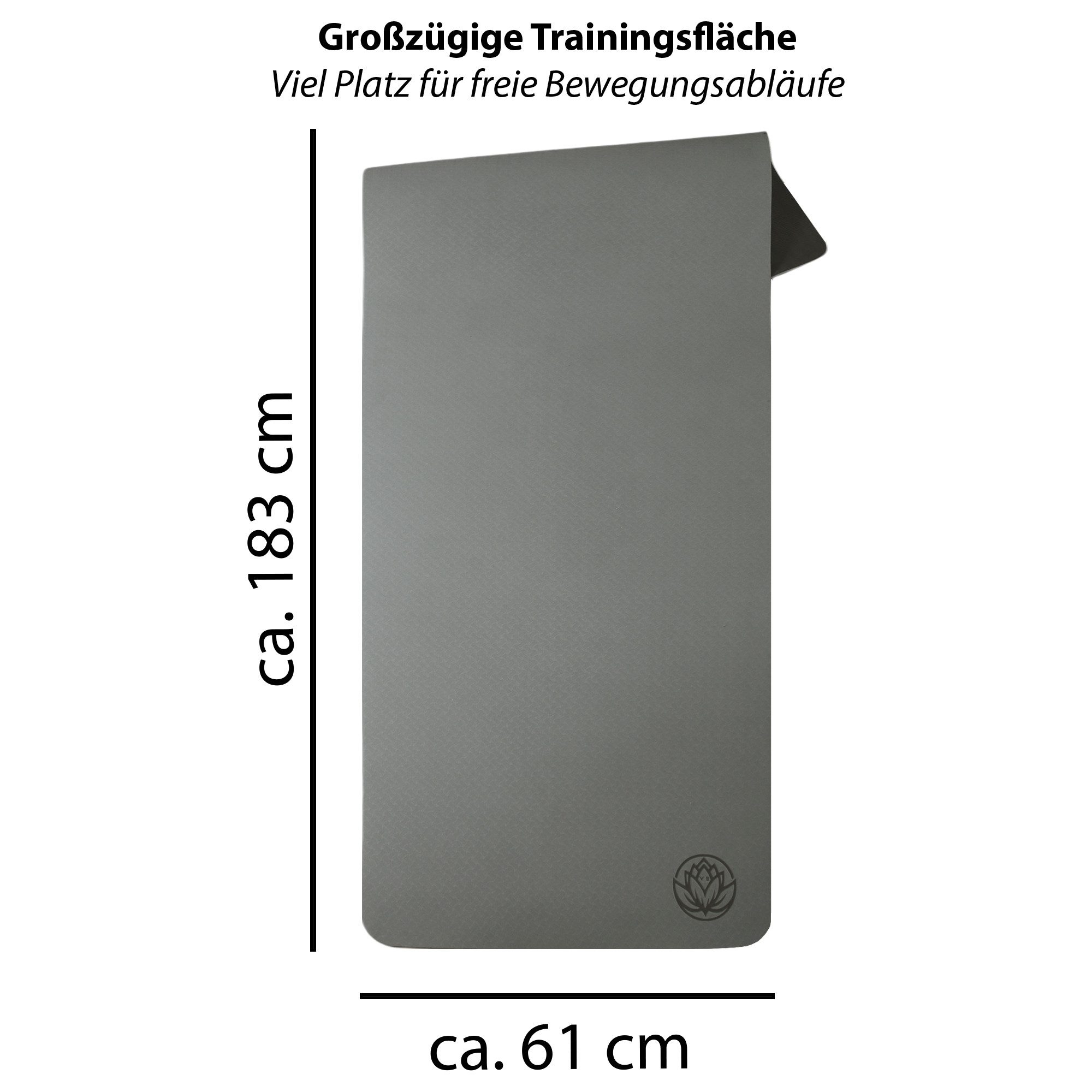VonBueren Yogamatte rutschhemmend ca. 183x61cm Yoga Matte Pilates-Gymnastikmatte, rutschhemmende Oberfläche, inklusive Transporttasche