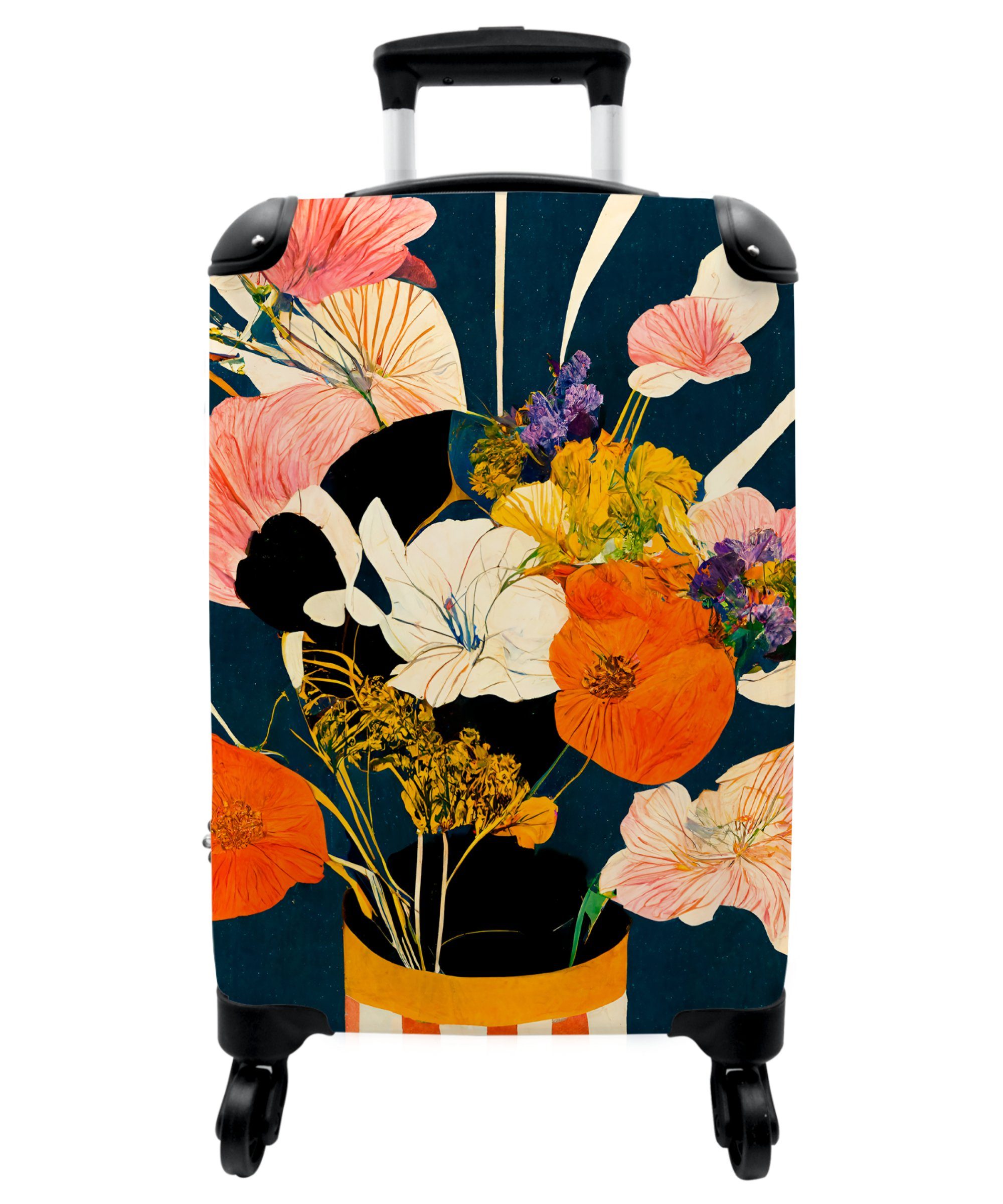 Rollen Pflanzen, - NoBoringSuitcases.com© 4 Vase Handgepäck 4 Reisekoffer Rollkoffer Handgepäckkoffer Blumen - Rollen, - Malerei 55x35x20cm - Kleine Cabin mit Trolley