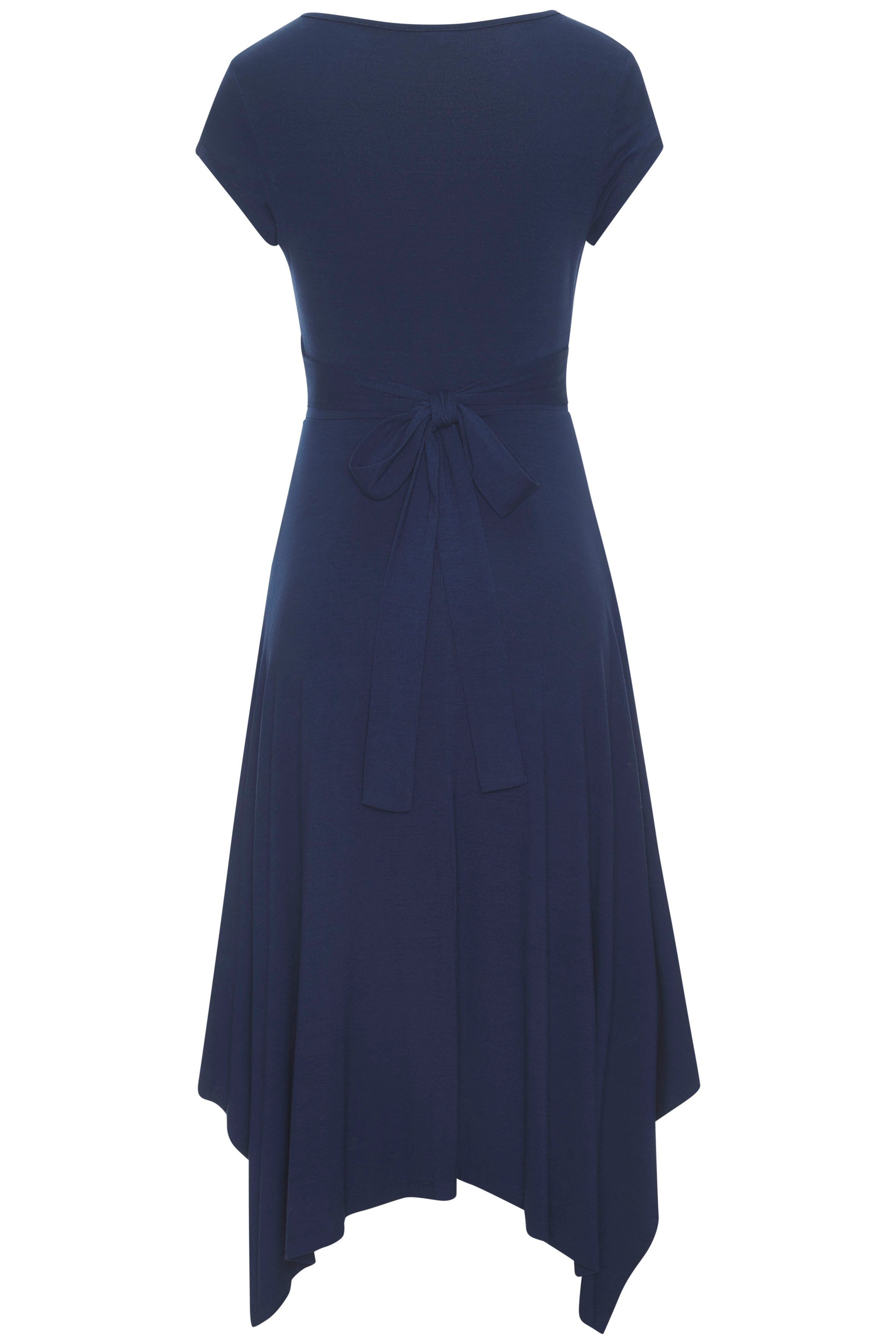 Beachtime by Lascana Jerseykleid mit asymmetrischem Zipfelsaum und Schleife in der Taille, elegant Leichtes Sommerkleid, Strandkleid, Viskosekleid, Basickleid