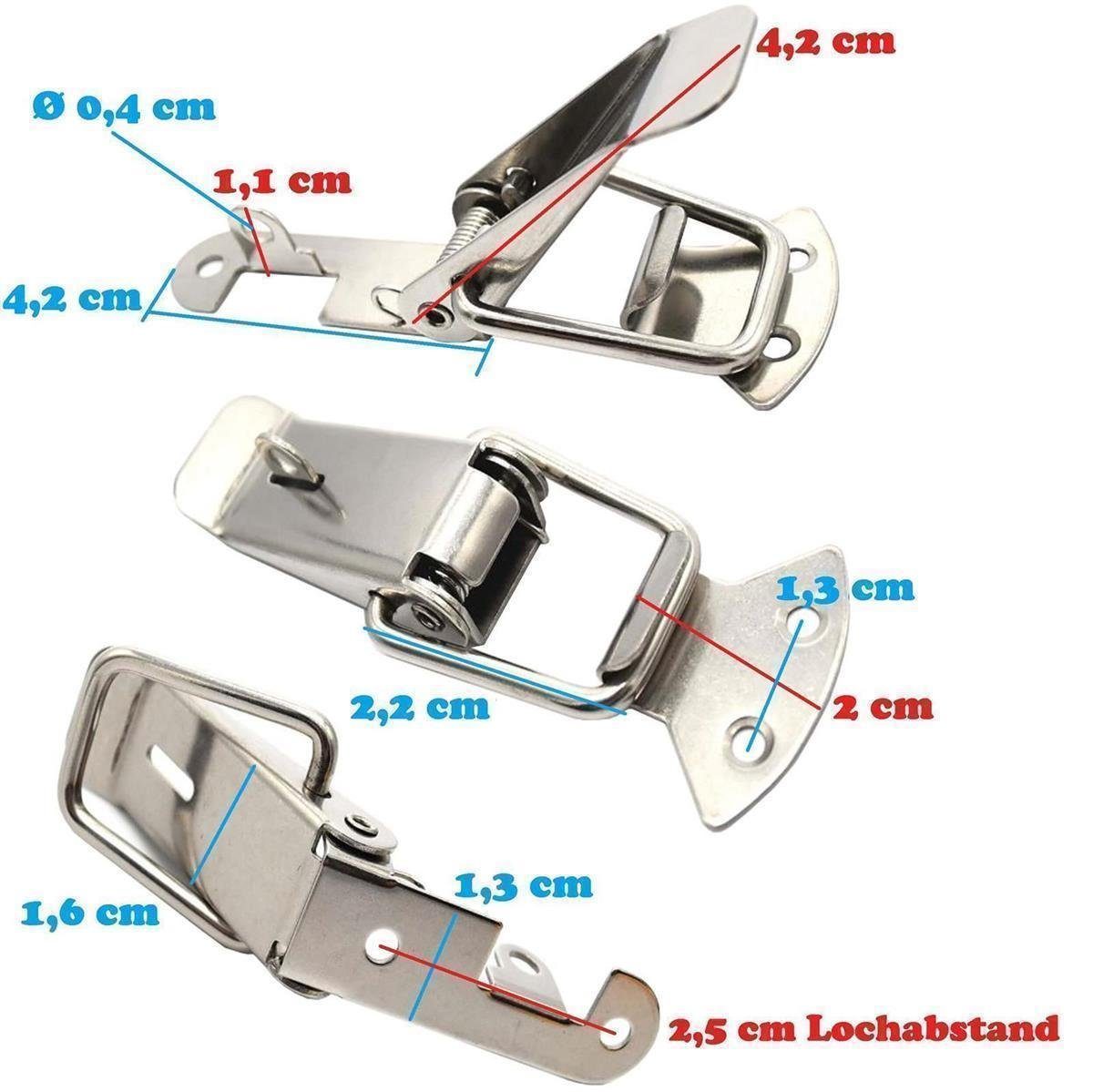 Thumbnail - HOOZ Verschluss-Überfalle 4x Edelstahl Schnappverschluss abschließbar 45 mm, Din Rechts und Din Links, (4-tlg., 4er Set)