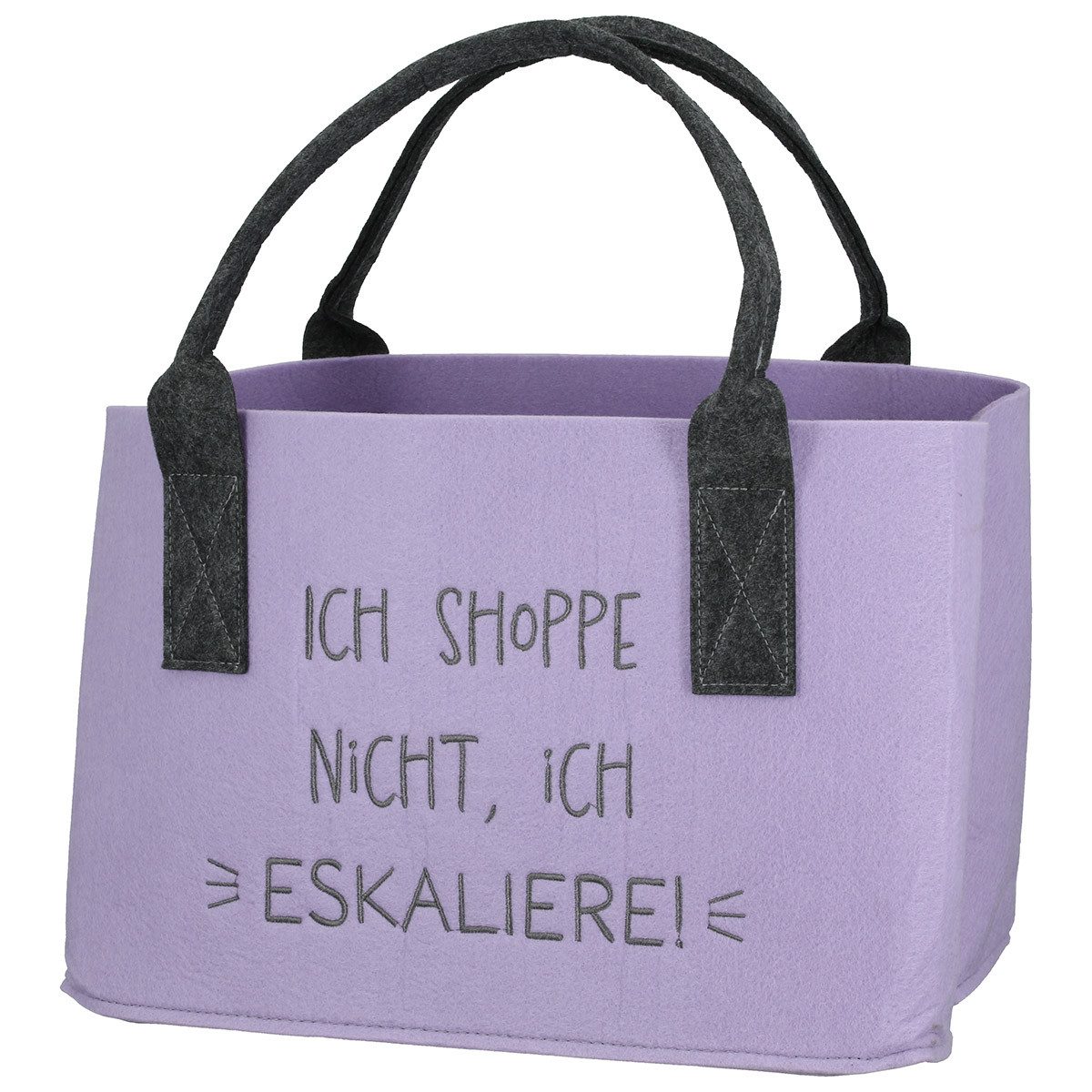 MF Shopper Filz Einkaufstasche flieder mit Spruch Ich shoppe nicht ich eskaliere (1-tlg)