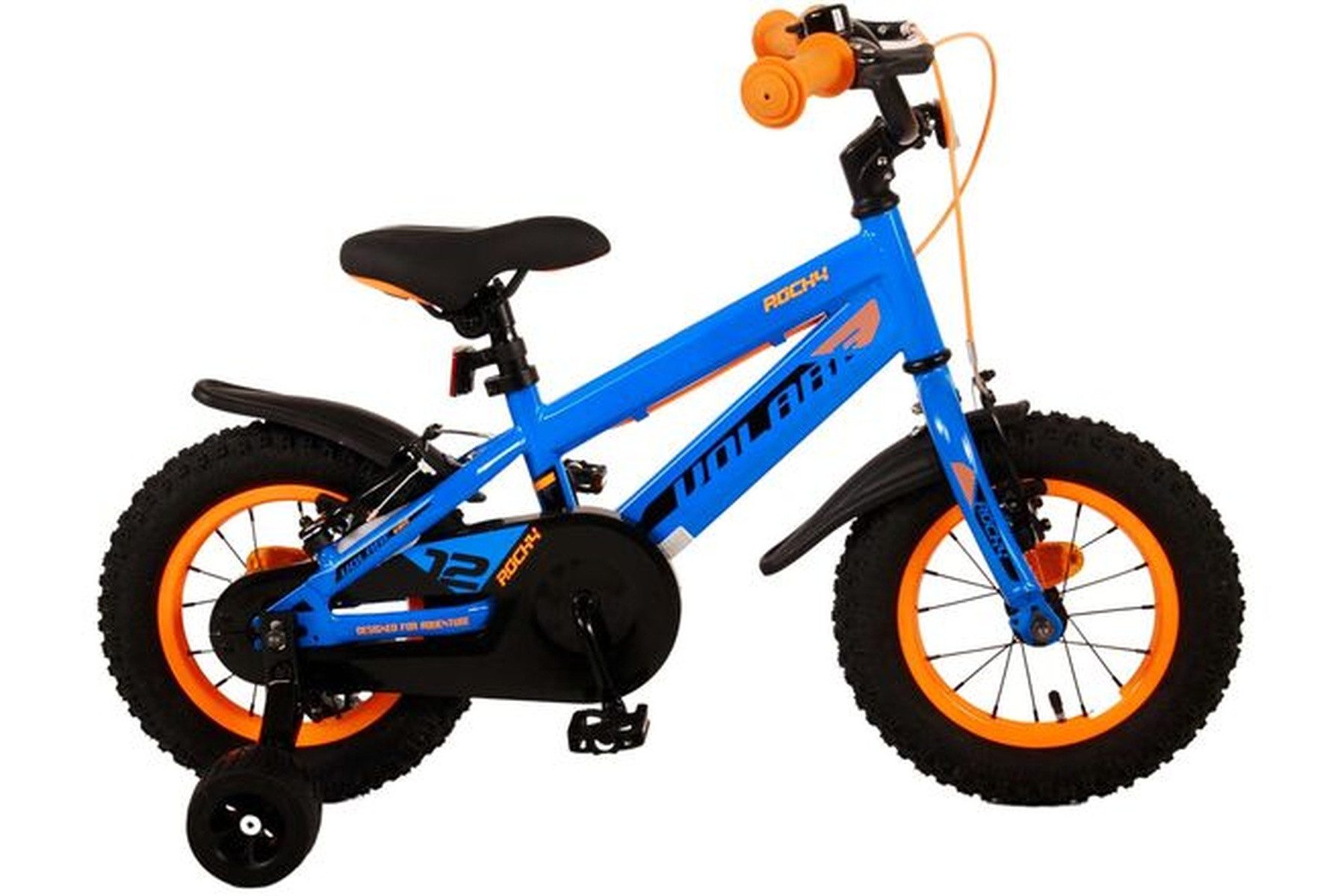 Volare Kinderfahrrad Rocky Jungen 12 Zoll Blau mit zwei Handbremsen und Stützrädern, Kinderfahrrad, Jungenfahrrad, geschlossener Kettenschutz, Klingel