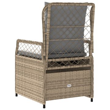 vidaXL Gartenstuhl Gartensessel 2 Stk. Verstellbar Beige Poly Rattan (1 St)