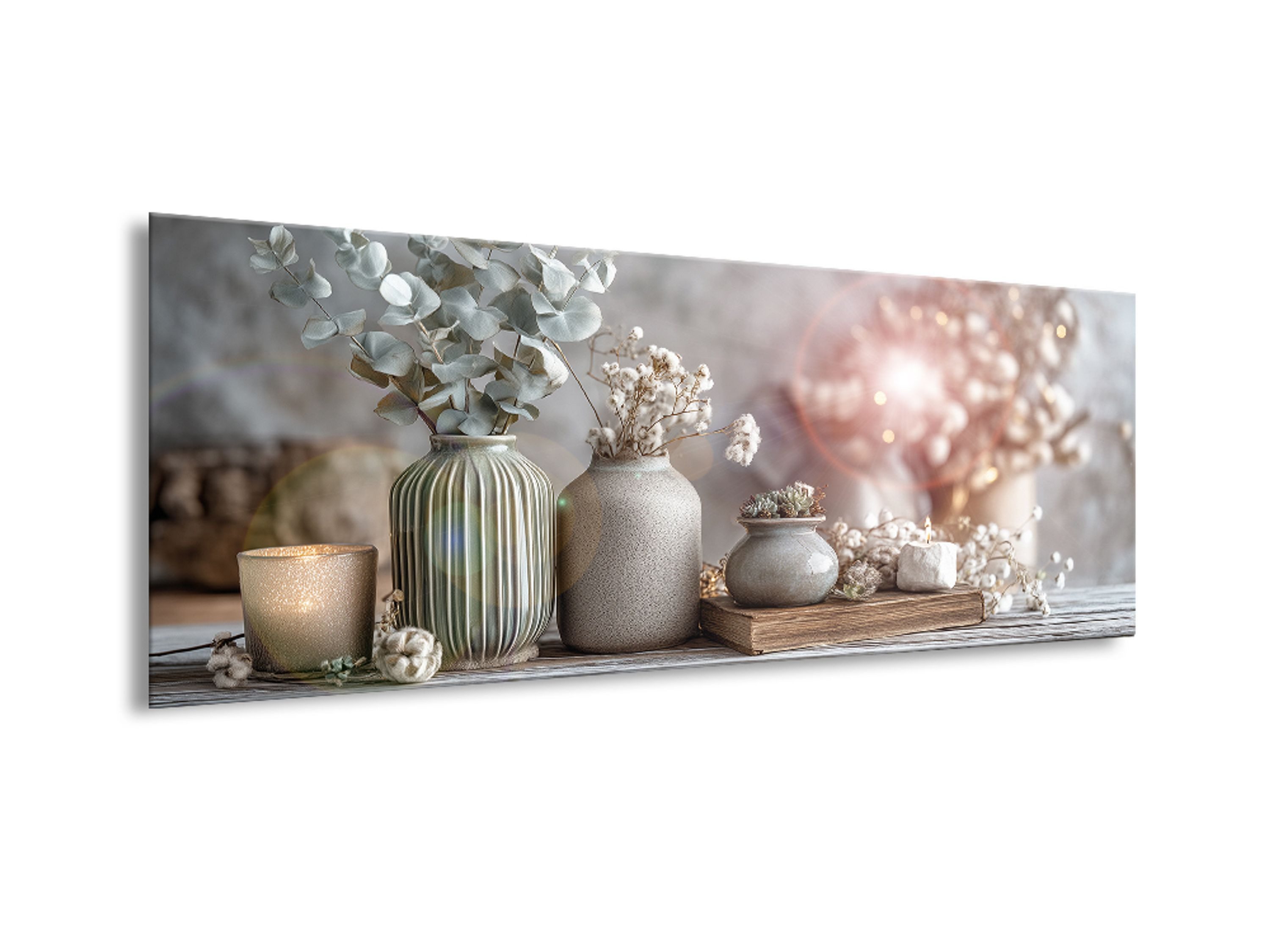 artissimo Glasbild Bild aus Glas 80x30 cm / Wandbild Querformat / Wanddeko modern, Stillleben: Eukalyptus Arrangement – Bild 2 von 5