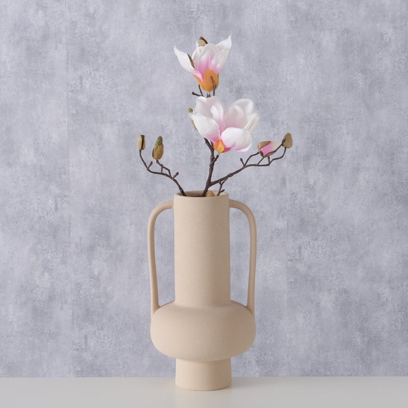 BOLTZE Dekovase "Stefanya" aus Keramik (Steingut) in beige, Vase Blumenvase