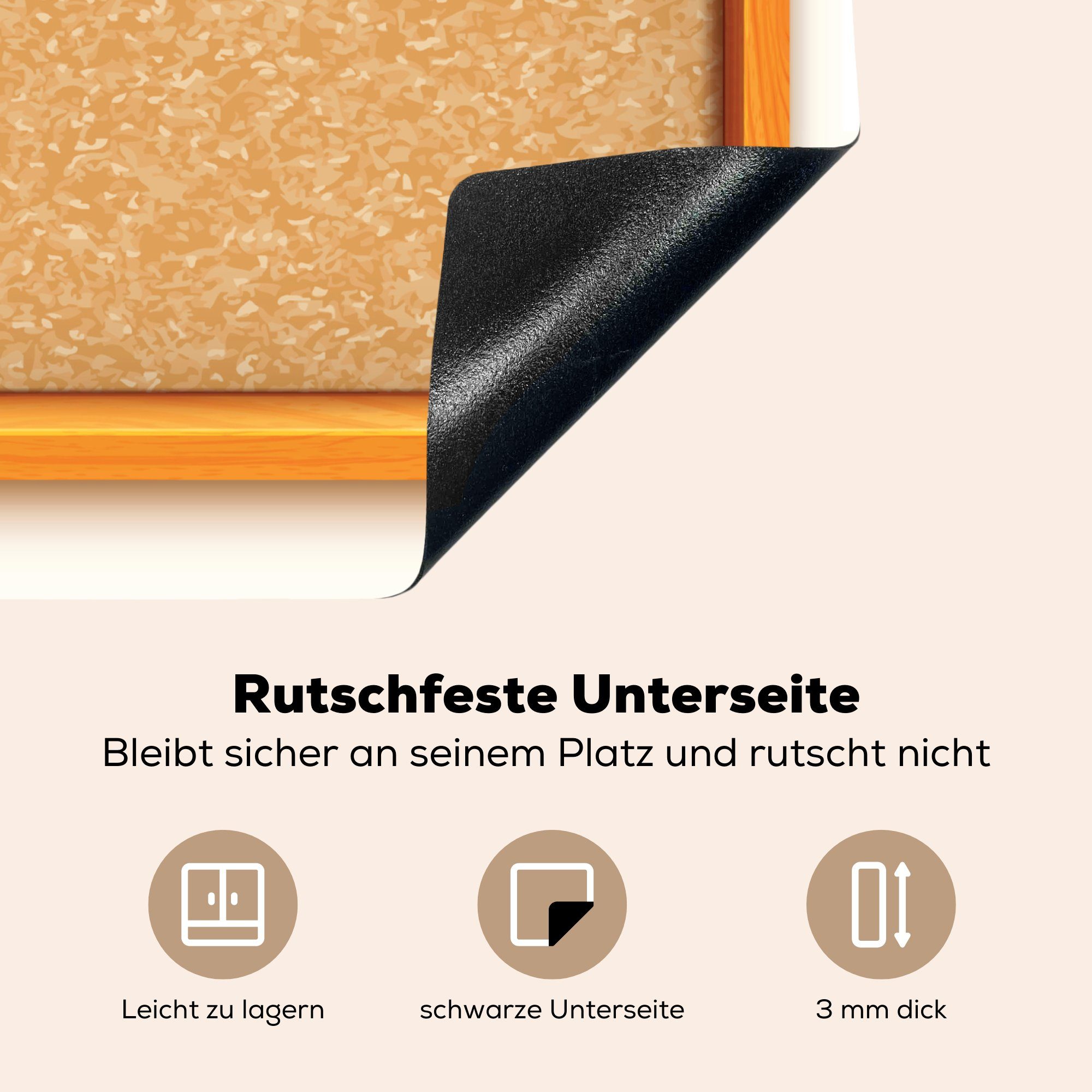 Induktionskochfeld, MuchoWow Ceranfeldabdeckung Illustration tlg), mit Induktionsschutz, einer 57x51 Holzkante, Korkstruktur Herdblende-/Abdeckplatte und Vinyl, (1 cm, Platte