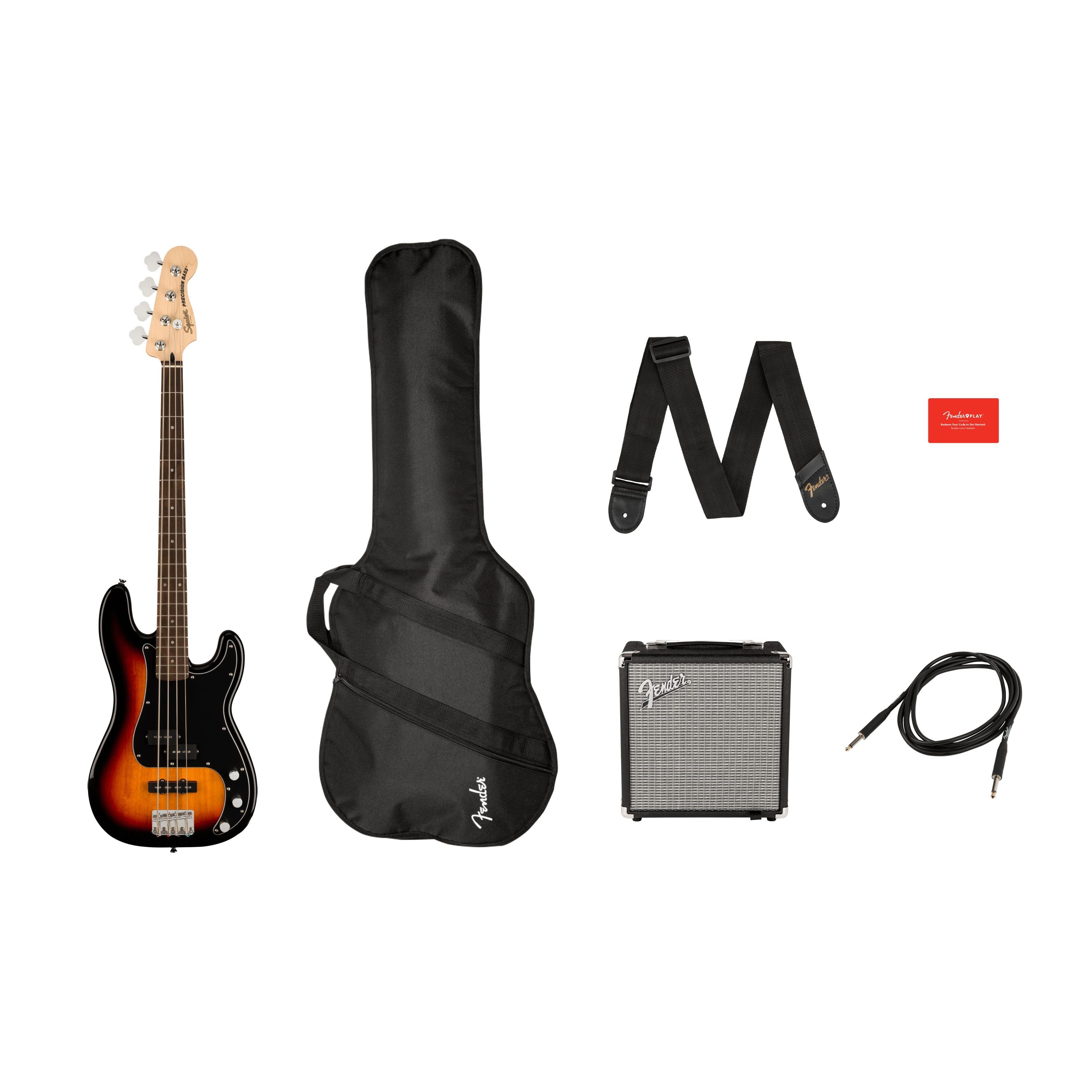 Squier E-Bass, Электрические басы, Bass-Sets, Affinity Series Precision Bass PJ Pack LRL 3-Color Sunburst - Pack