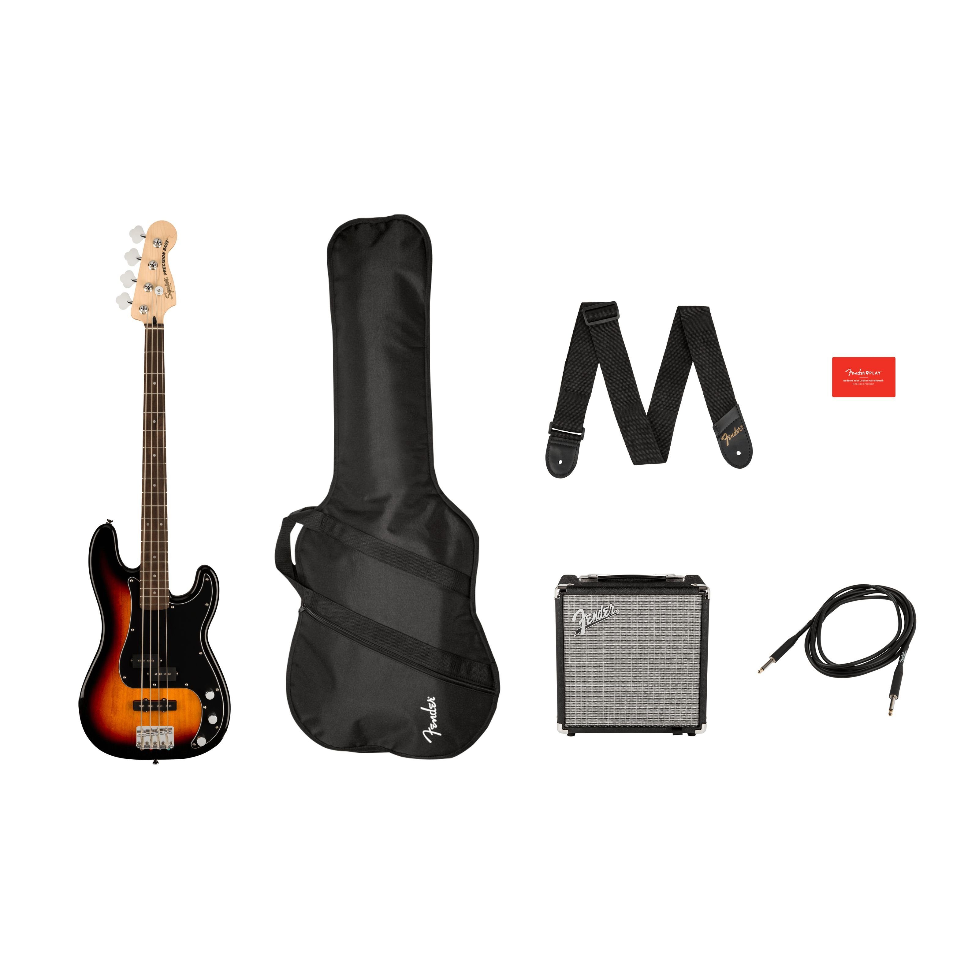 Squier Spielzeug-Musikinstrument, Affinity Series Precision Bass PJ Pack LRL 3-Color Sunburst - E-Bass S