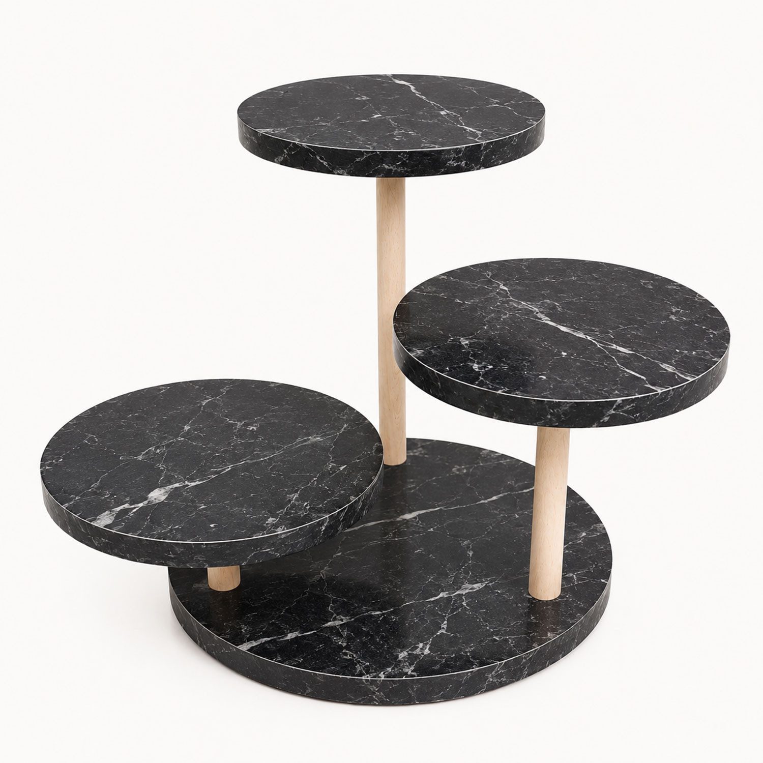 Jungengel Blumenständer 3-in-1 Standregal Blumenregal Tortenständer Servieretagere Cupcake (Einzelartikel, 3 Ebenen mit Holzsäulen und werkzeuglosem Drehsystem), 3-in-1 Etagere als Servierständer, Dekoregal und Pflanzenständer