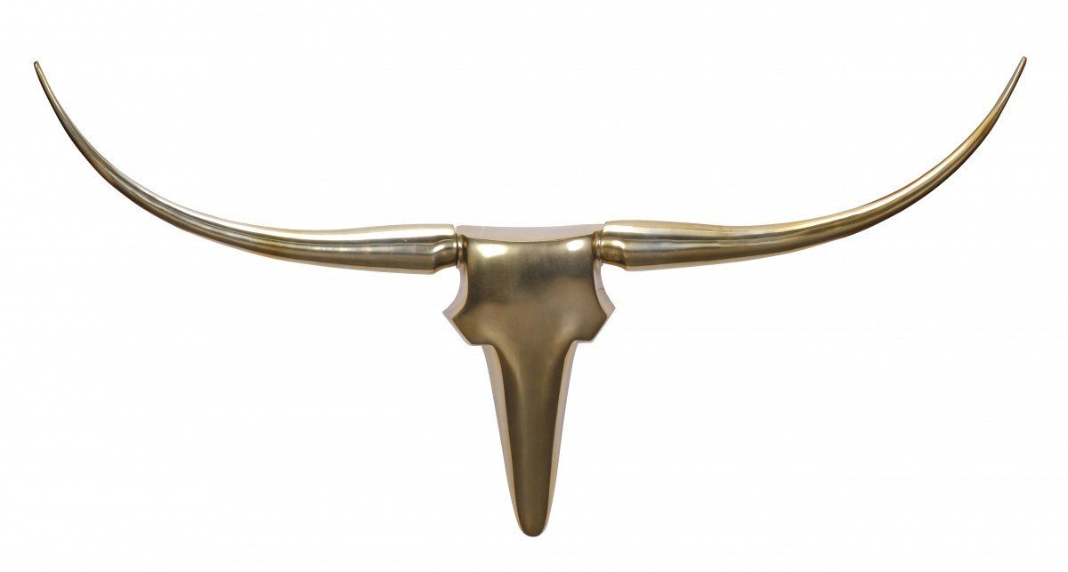Wohnling Wanddekoobjekt Deko Geweih Bull L Aluminium Deisgn Hörner 125 cm Wanddekoration (Geweih L Wanddekoration 125 cm Aluminium Gold), Jagdtrophäe Wandschmuck, Wandgeweih Alu Modern