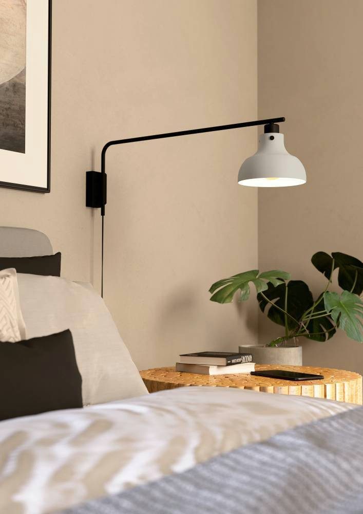 EGLO Wandleuchte MATLOCK, ohne Leuchtmittel, Wandlampe mit Schwenkarm aus Metall in Grau und Schwarz, E27 Fassung