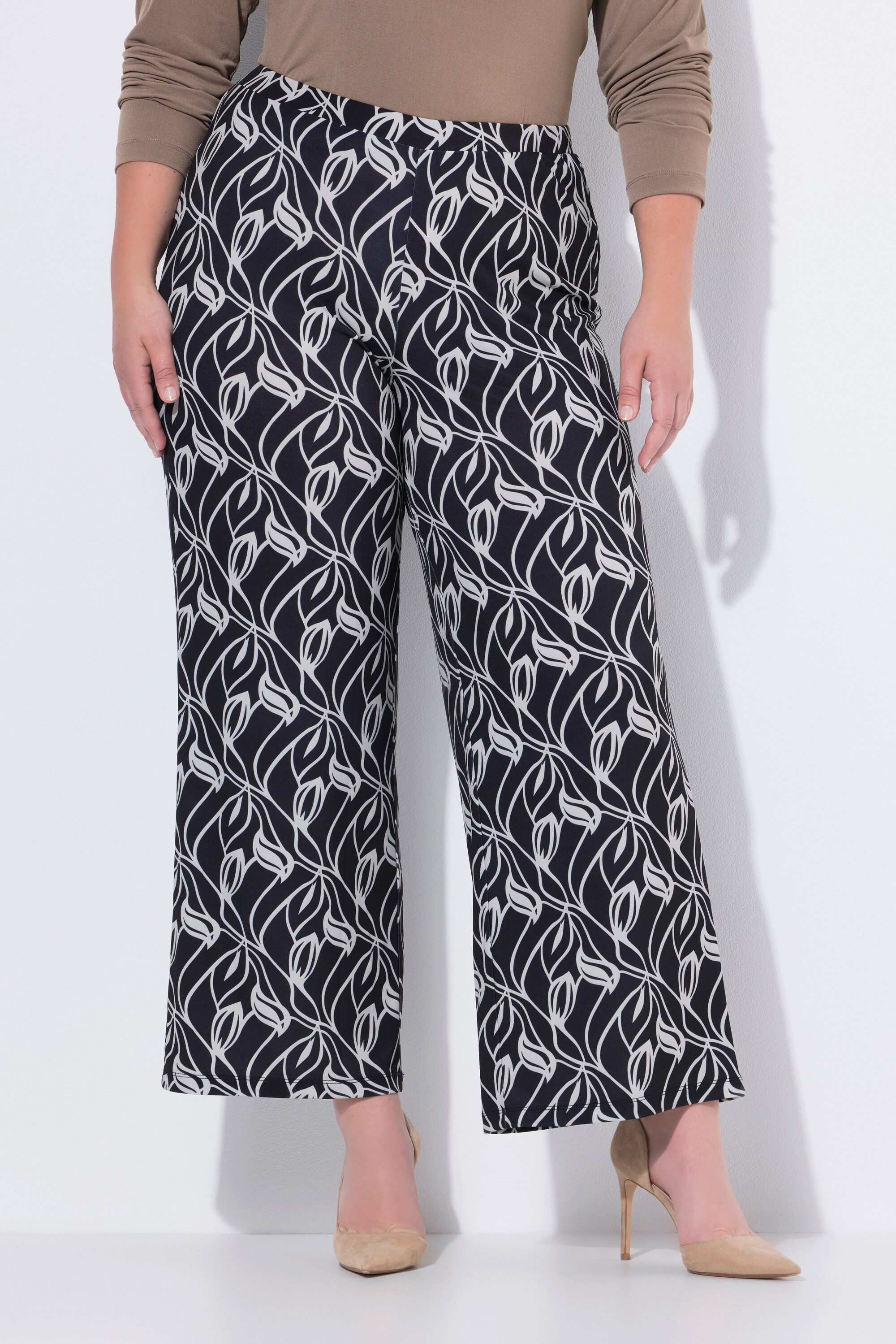 Ulla Popken Funktionshose Jerseyhose weites gerades Bein Elastikbund
