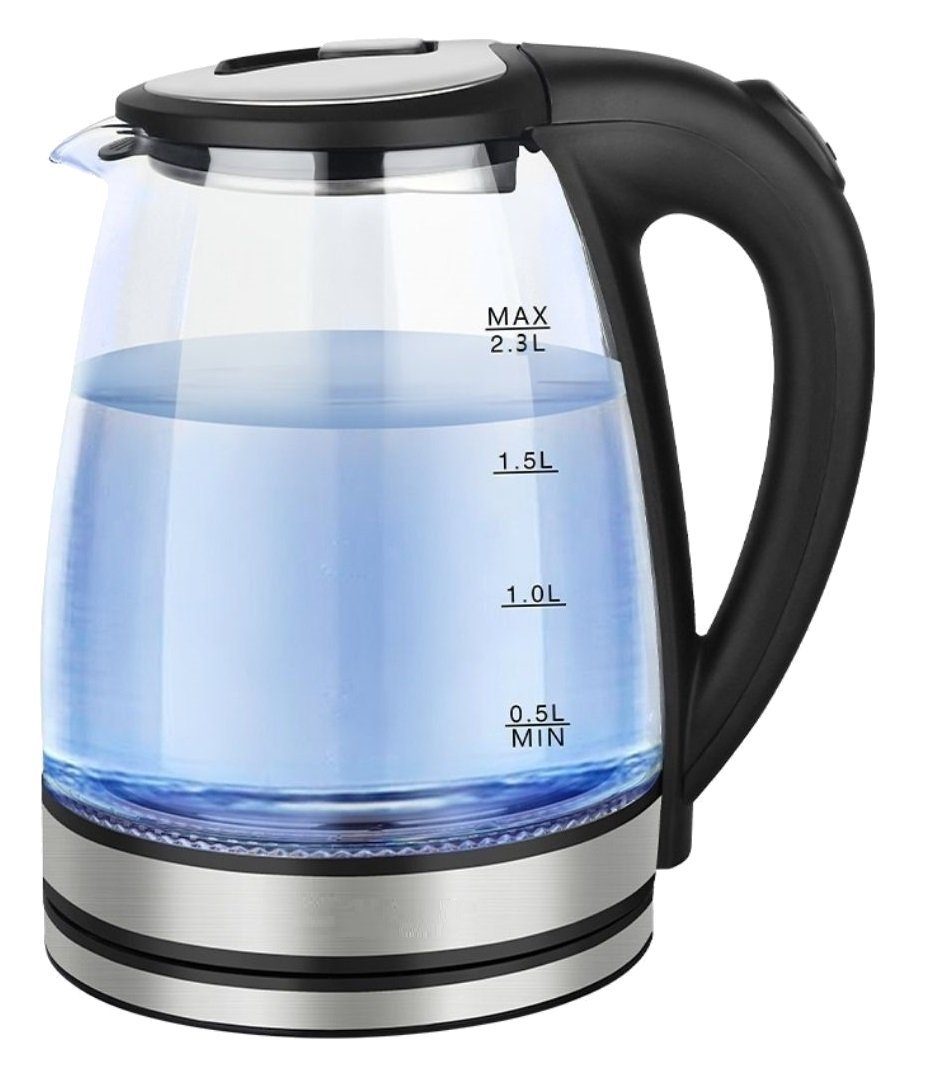 Wasserkocher Glas Edelstahl Wasserkocher 2000W mit LED-Beleuchtung Teekocher
