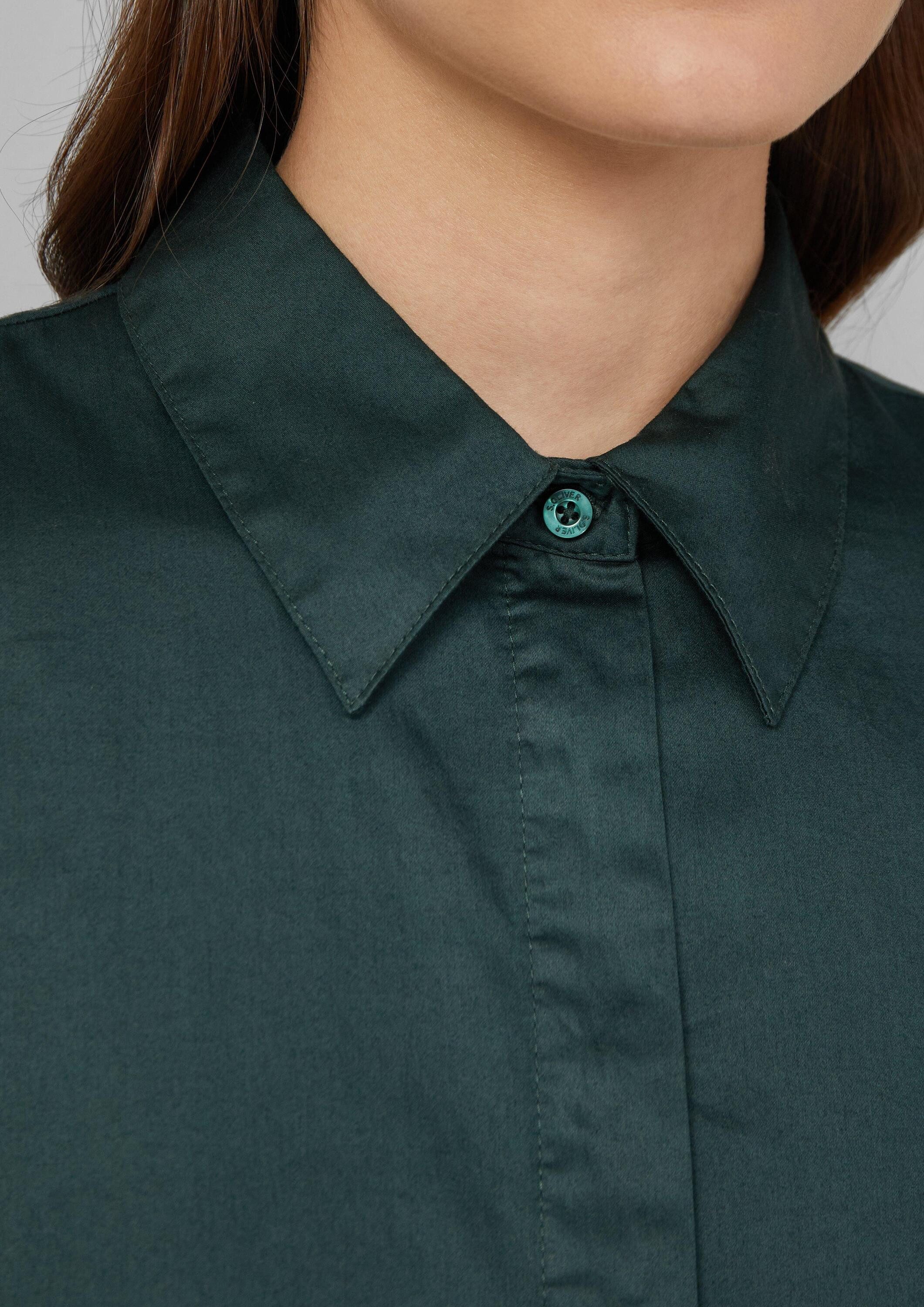 s.Oliver Langarmbluse Bluse Verkürzte Bluse mit verdeckter Knopfleiste