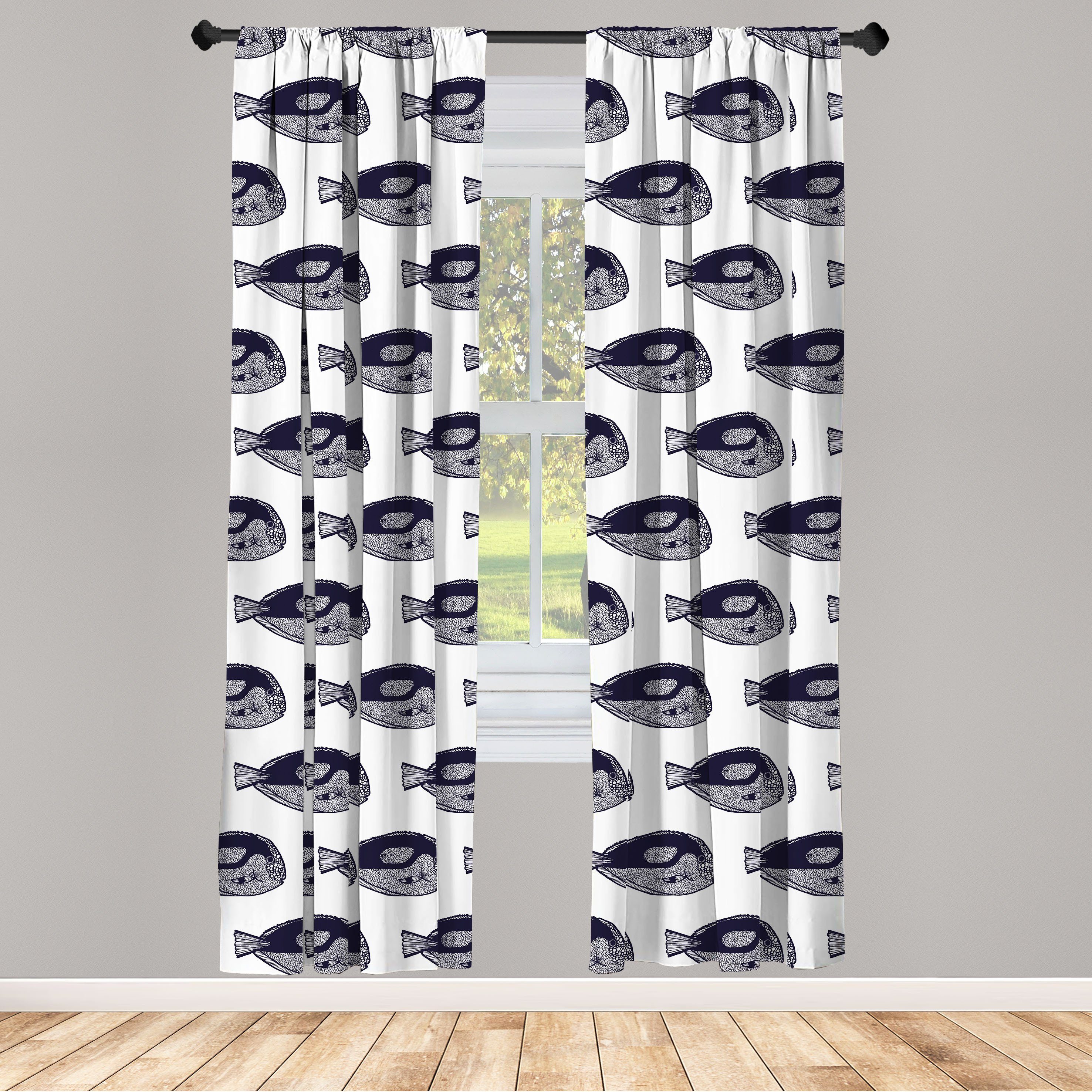 Gardine Vorhang für Wohnzimmer Schlafzimmer Dekor, Abakuhaus, Microfaser, Unterwasser- Surgeonfish Muster-Kunst
