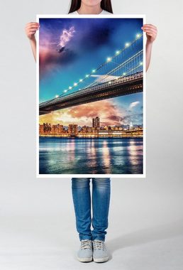 Sinus Art Poster 90x60cm Poster Urbane Fotografie Brooklyn und Manhattan Bridge New York