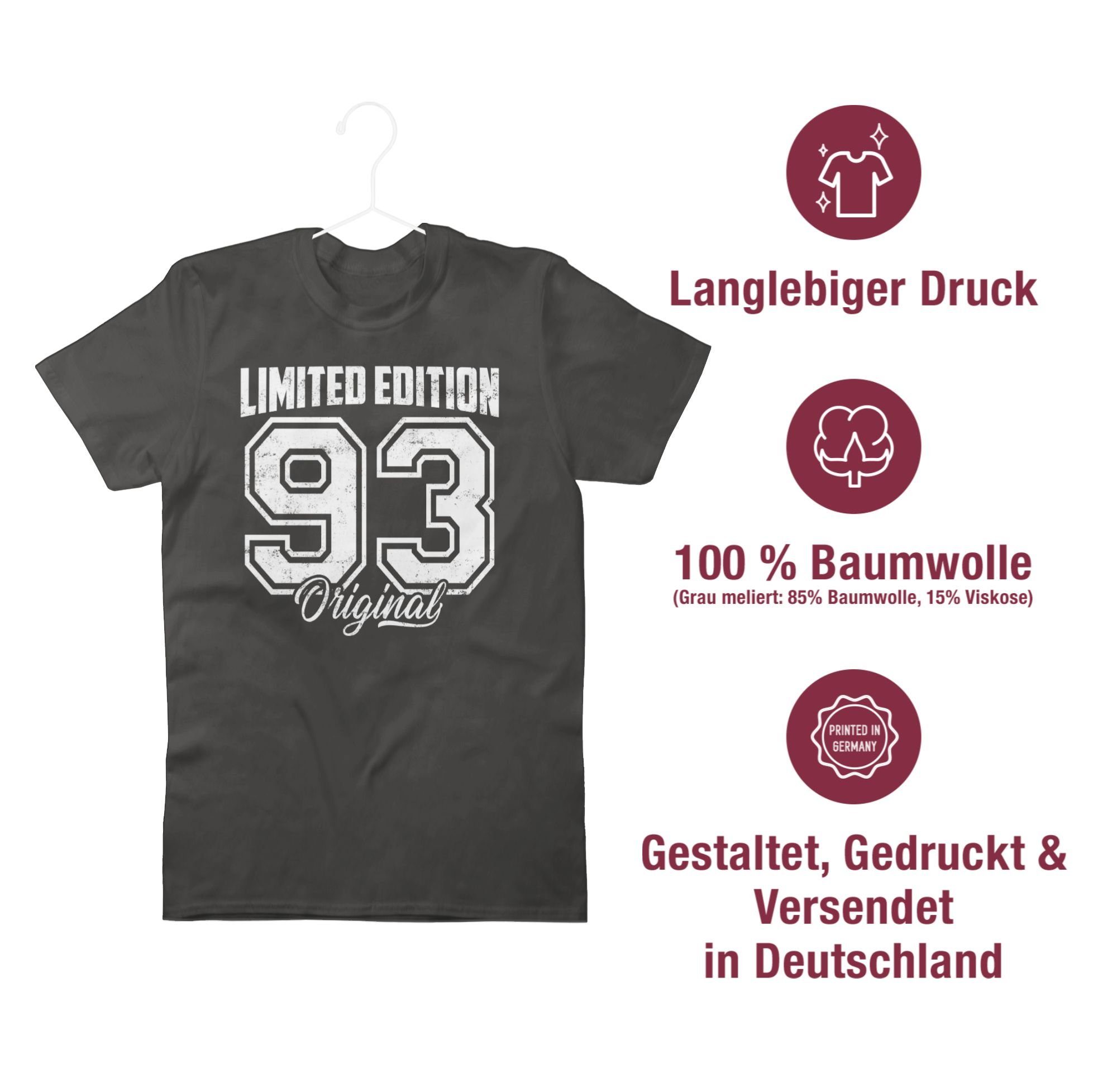 Geburtstag Shirtracer 30. Limited Weiß Dunkelgrau Original Edition Dreißigster 1993 02 T-Shirt Vintage