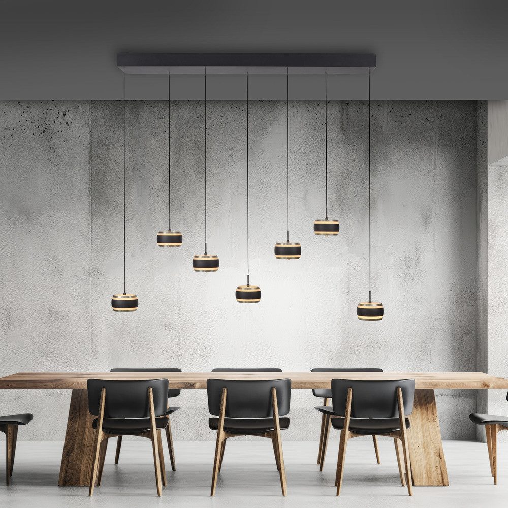 Paul Neuhaus LED Pendelleuchte Pendellampe PURE Falling Rings, Dimmfunktion, höhenverstellbar, CCT, 7x LED Board / 8W, warmweiß-kaltweiß, manuell höhenverstellbar Comfort Lift, rund