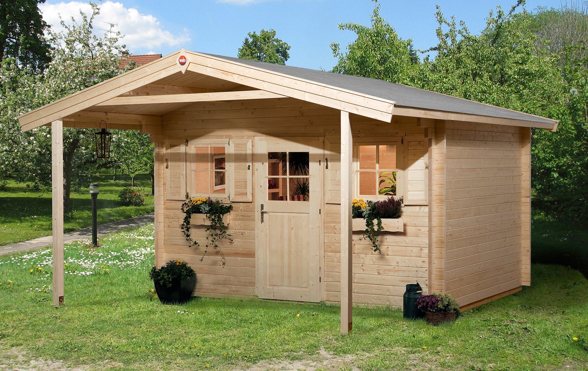 Weka Set Gartenhaus 138 A Gr 1 Bxt 450x510 Cm Inkl Vordach