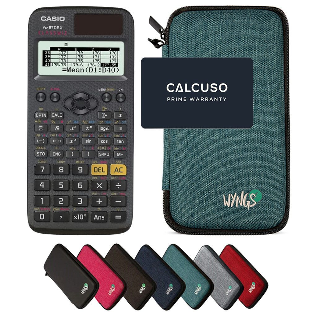 CASIO Taschenrechner fx-87DE X ClassWiz inkl. WYNGS Schutztasche Türkis