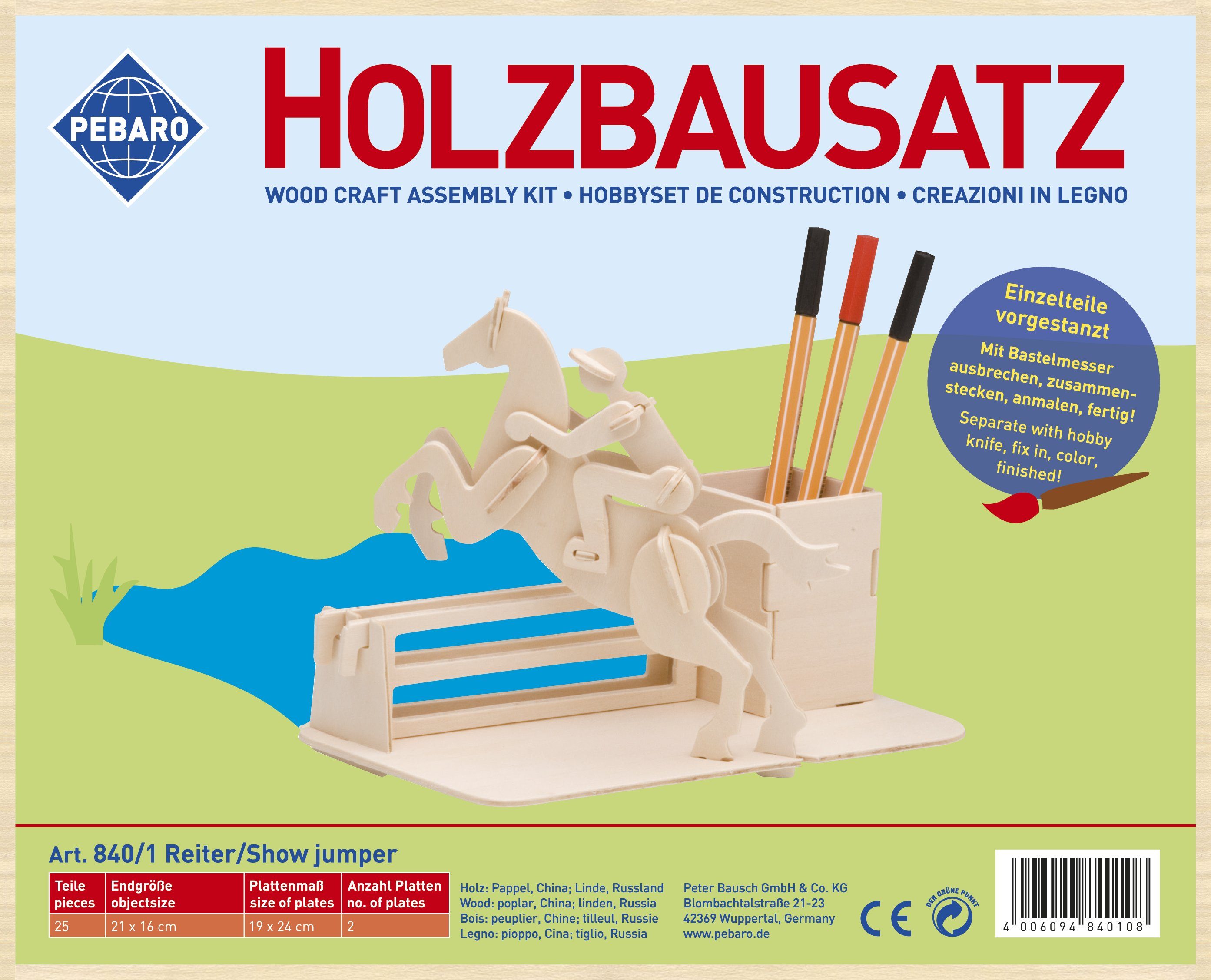 Pebaro 3D-Puzzle Holzbausatz Stiftehalter Reiter, 840/1, günstig online kaufen