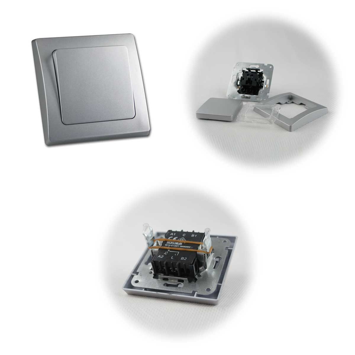 ChiliTec DELPHI Set "Tür 2-fach Taster" 3-teilig silber Wandtaster