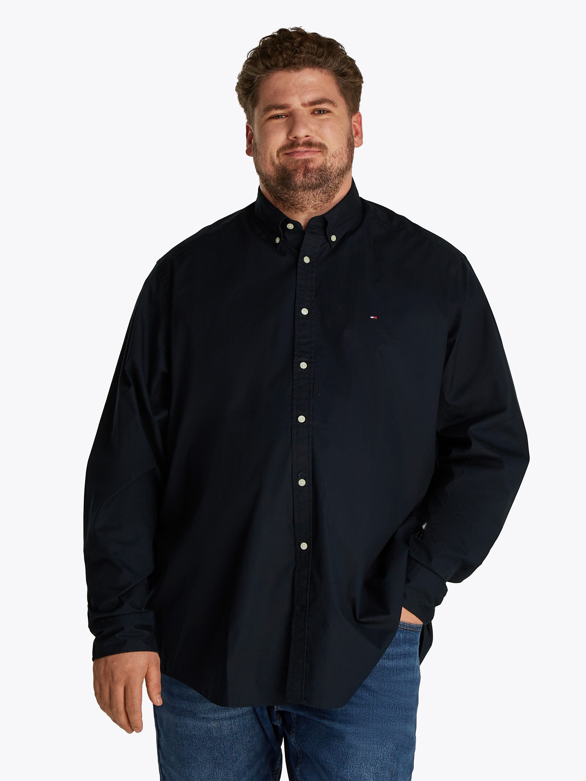 Tommy Hilfiger Big & Tall Langarmhemd BT-FLEX POPLIN SOLID Große Größen, re günstig online kaufen